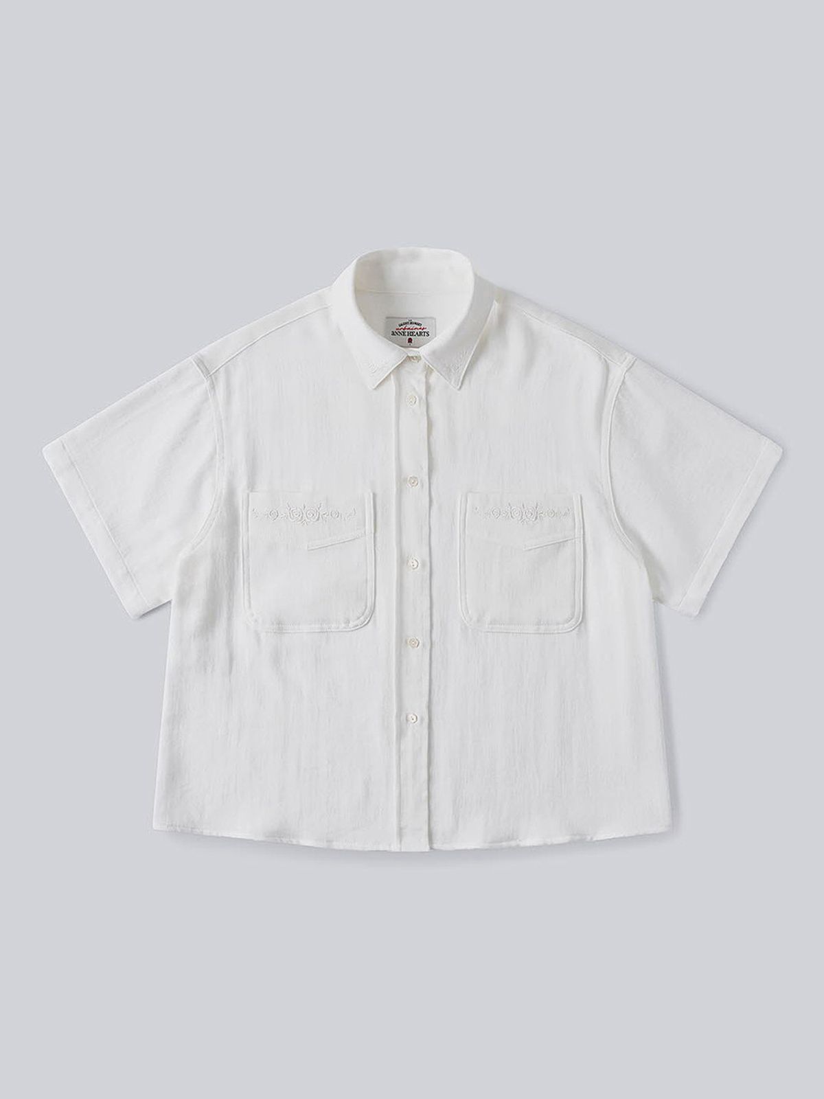 앤하츠(ANNEHEARTS) Soft Embroidery Cotton Shirt_IVORY