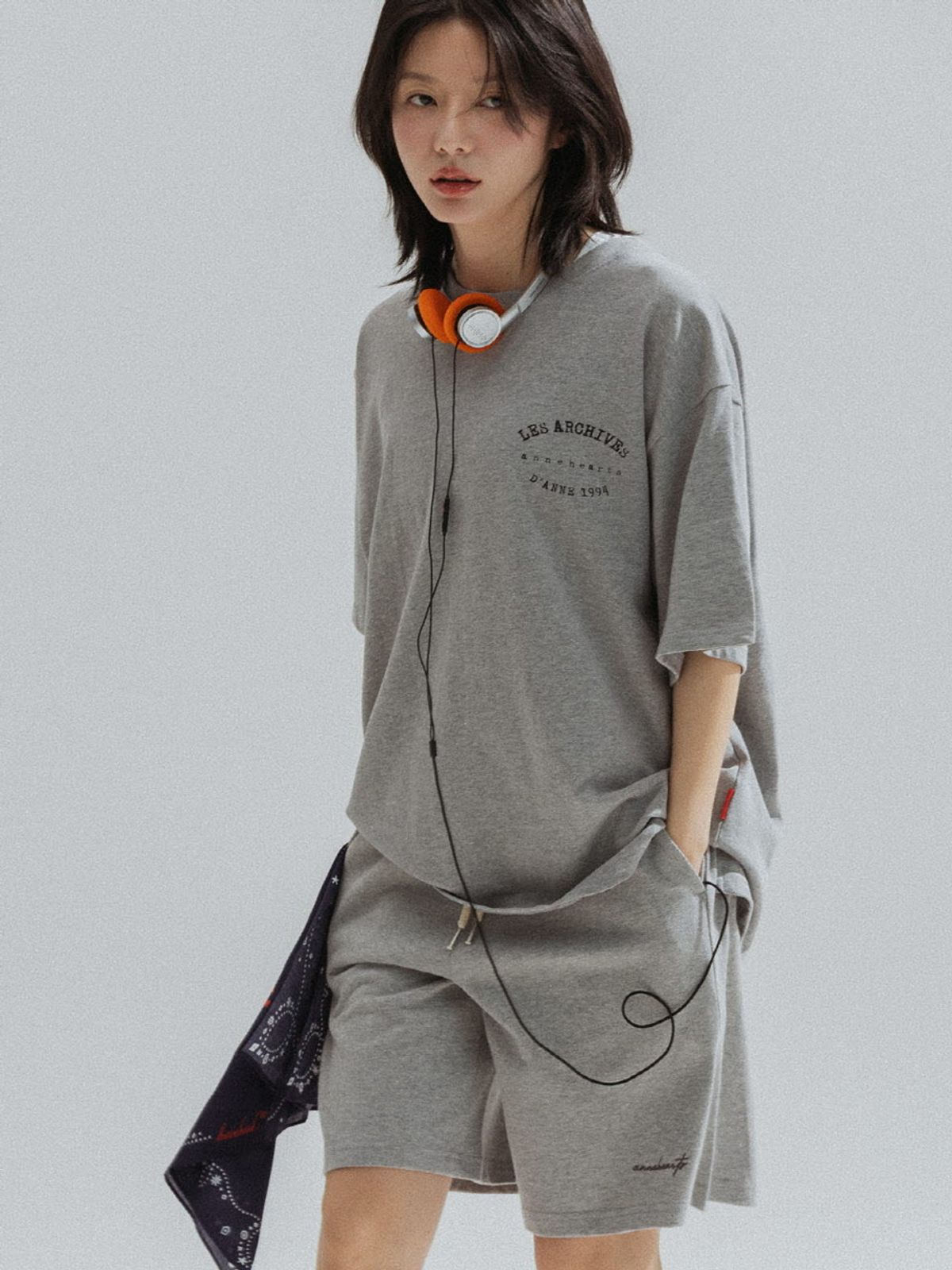 앤하츠(ANNEHEARTS) Bermuda Jersey Shorts_MELANGE
