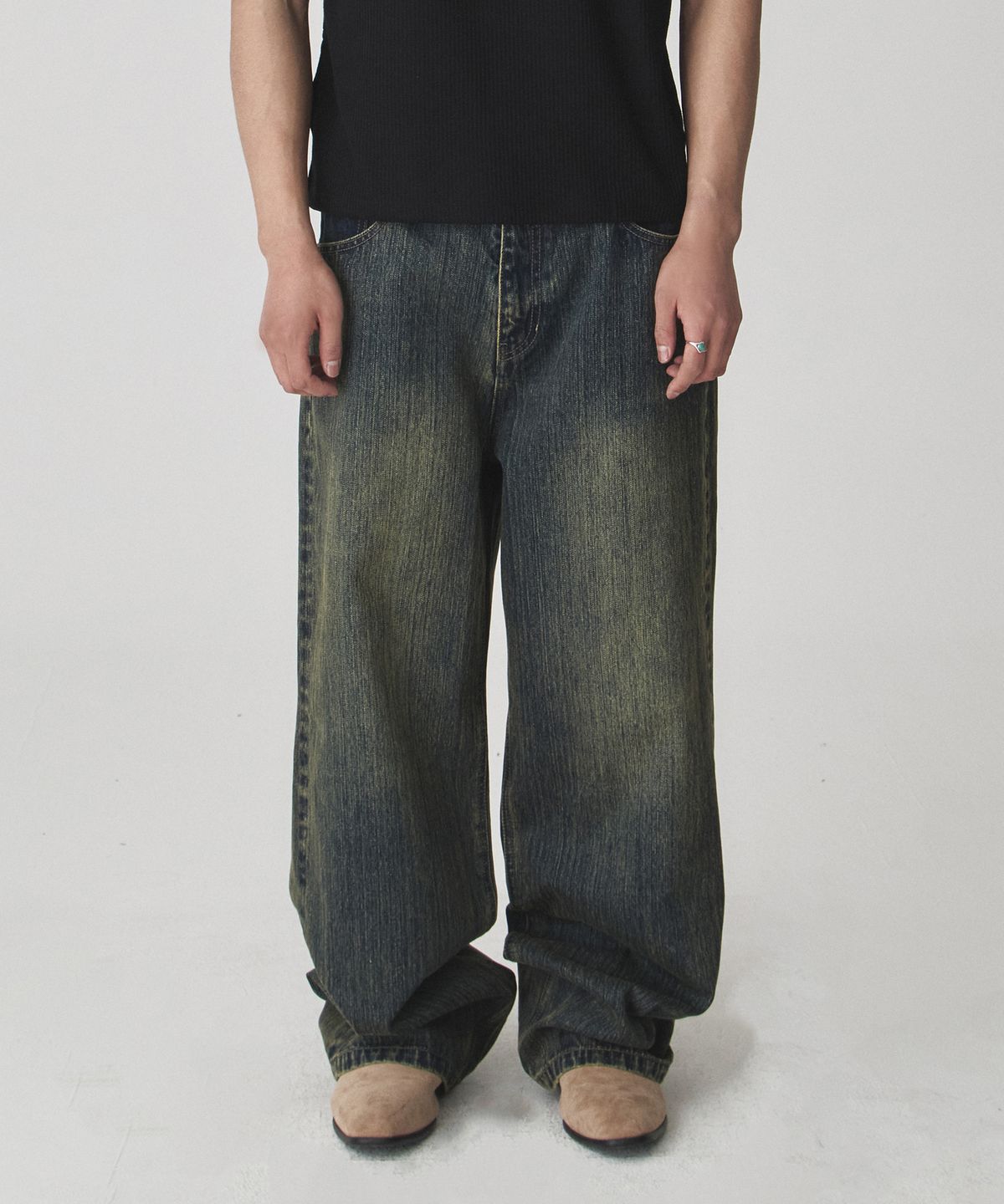 웨슬리 휴스턴(WESLEYHYUSTON) Crimson straight fit denim pants brown blue