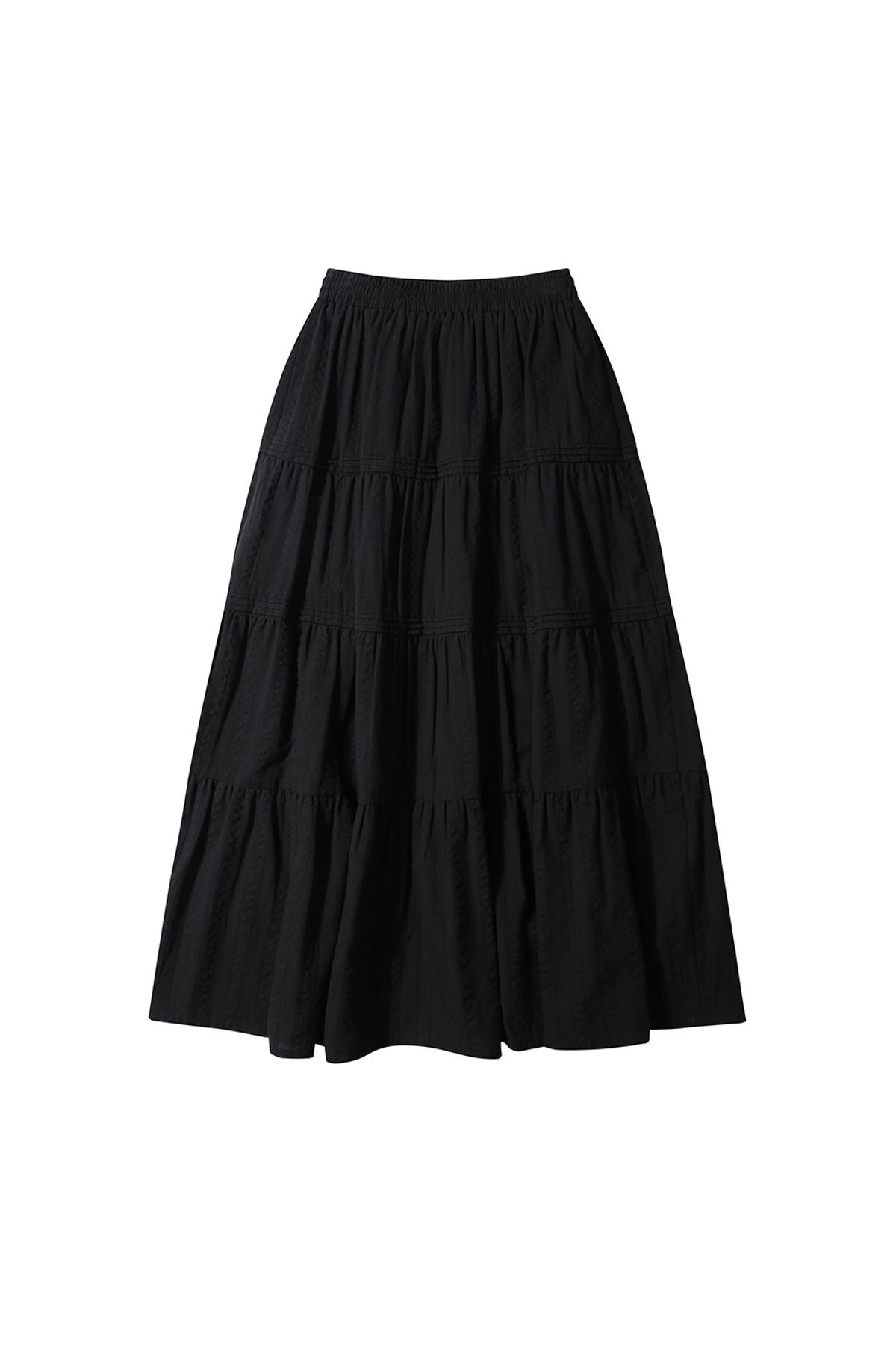 르몽생미셸(LE MONT ST MICHEL) Cotton Tiered Skirt_Black