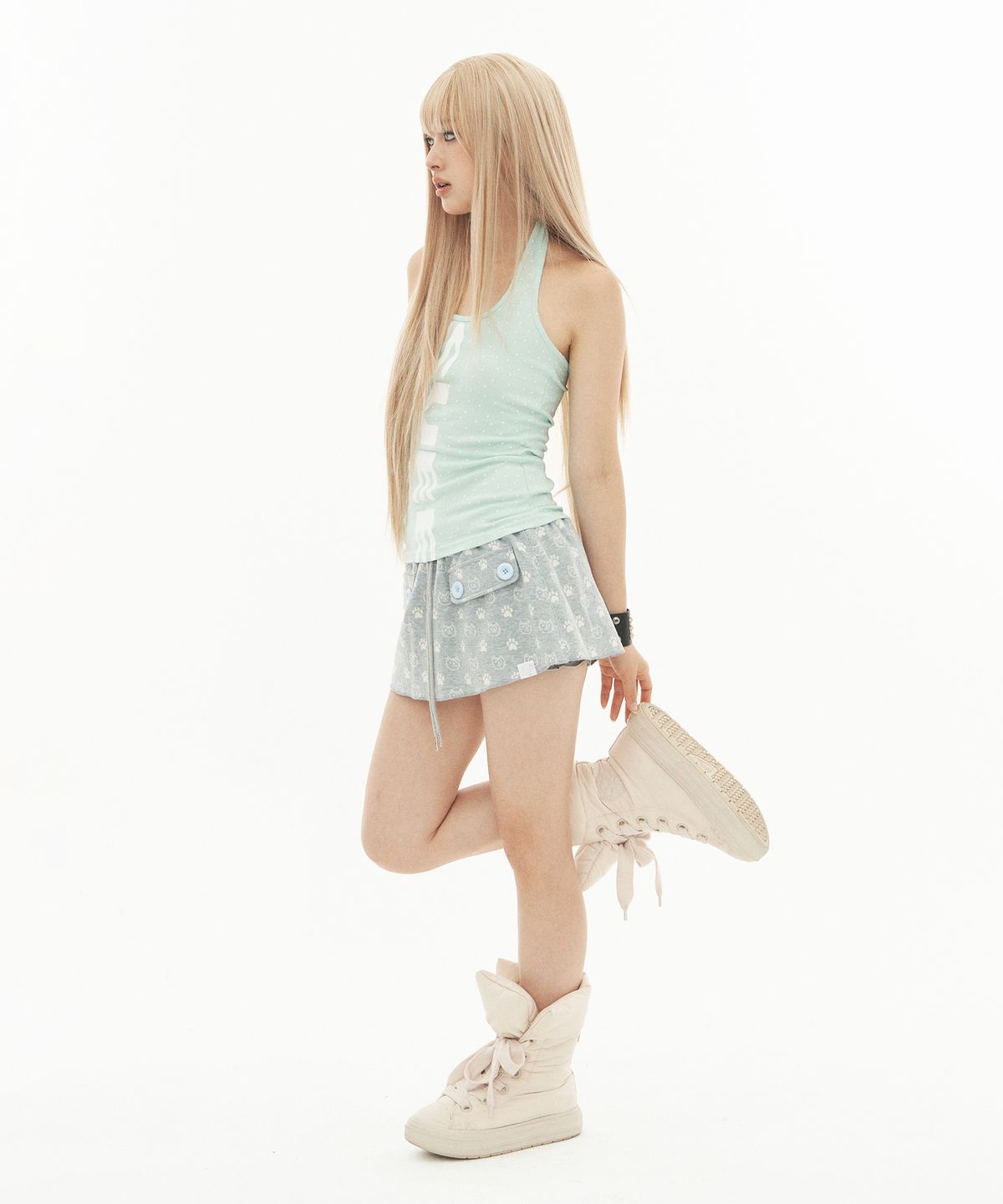 셋업이엑스이(SETUP-EXE) DOT LOGO HALTERNECK TOP / MINT