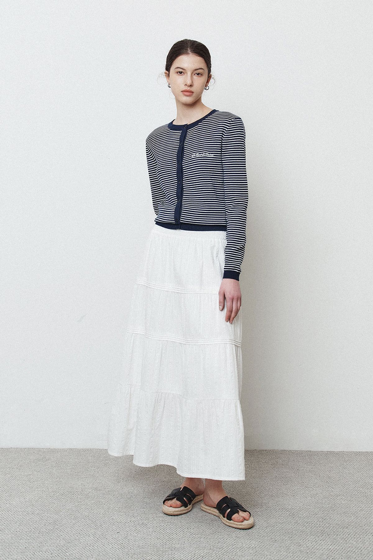 르몽생미셸(LE MONT ST MICHEL) Cotton Tiered Skirt_White
