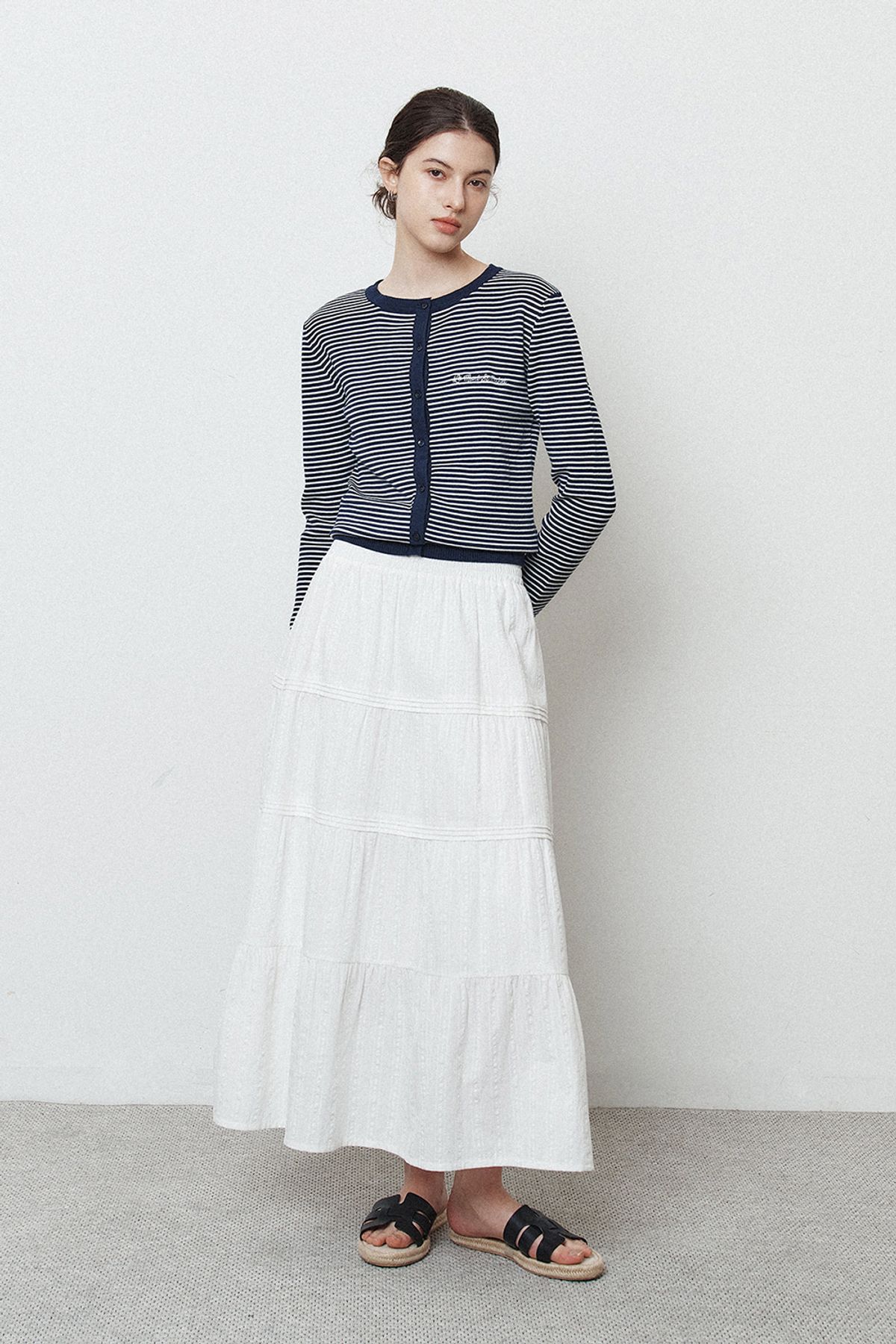 르몽생미셸(LE MONT ST MICHEL) Cotton Tiered Skirt_White