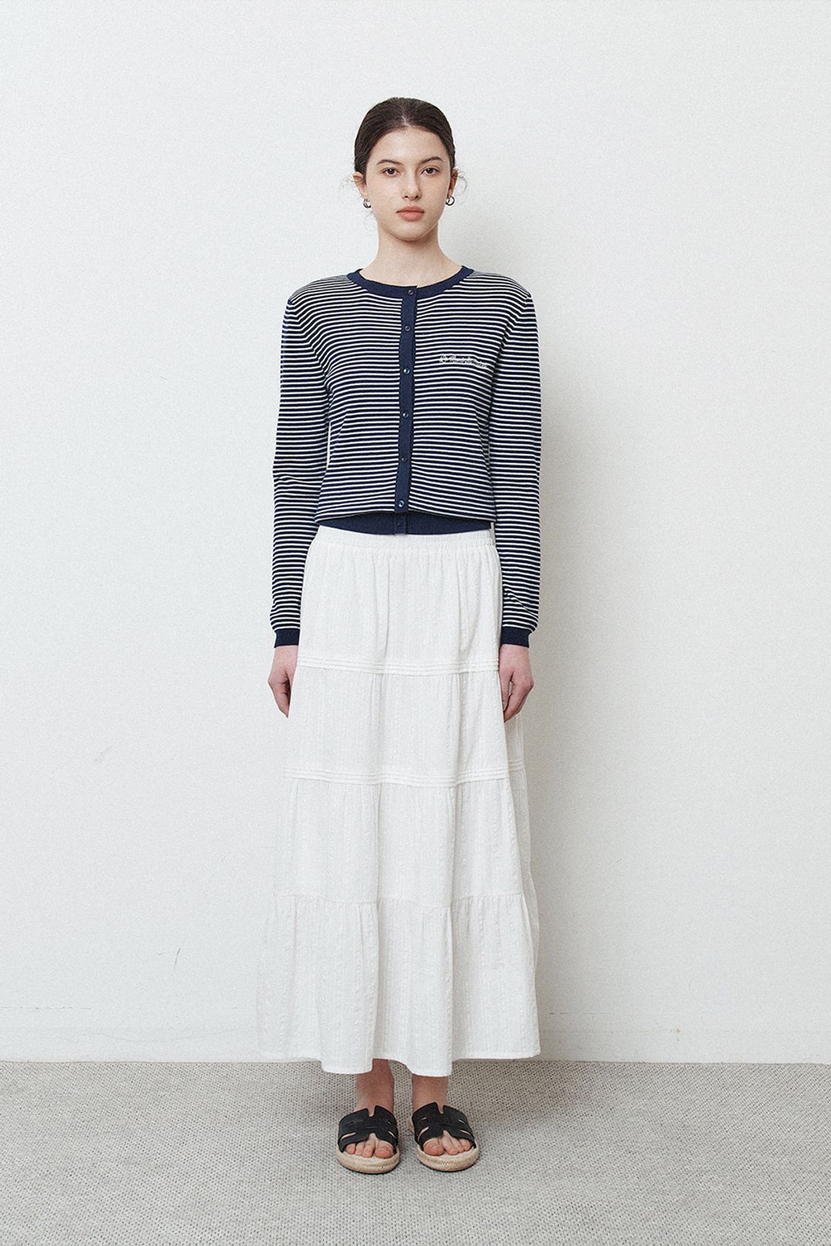 르몽생미셸(LE MONT ST MICHEL) Cotton Tiered Skirt_White