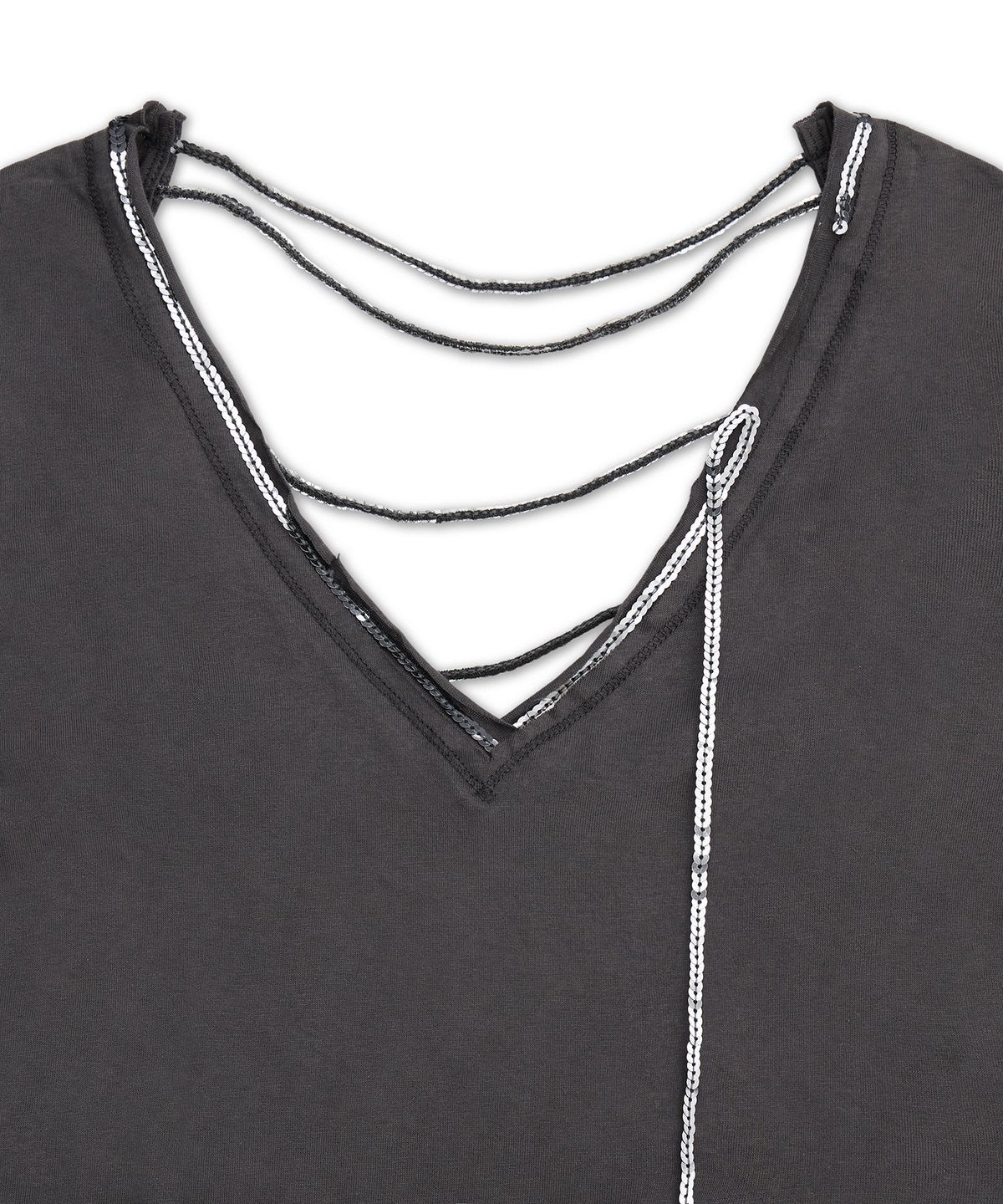 제이디드 런던(JADED LONDON) 시퀸 트림 브이넥 티 (Sequin Trim V Neck Tee)