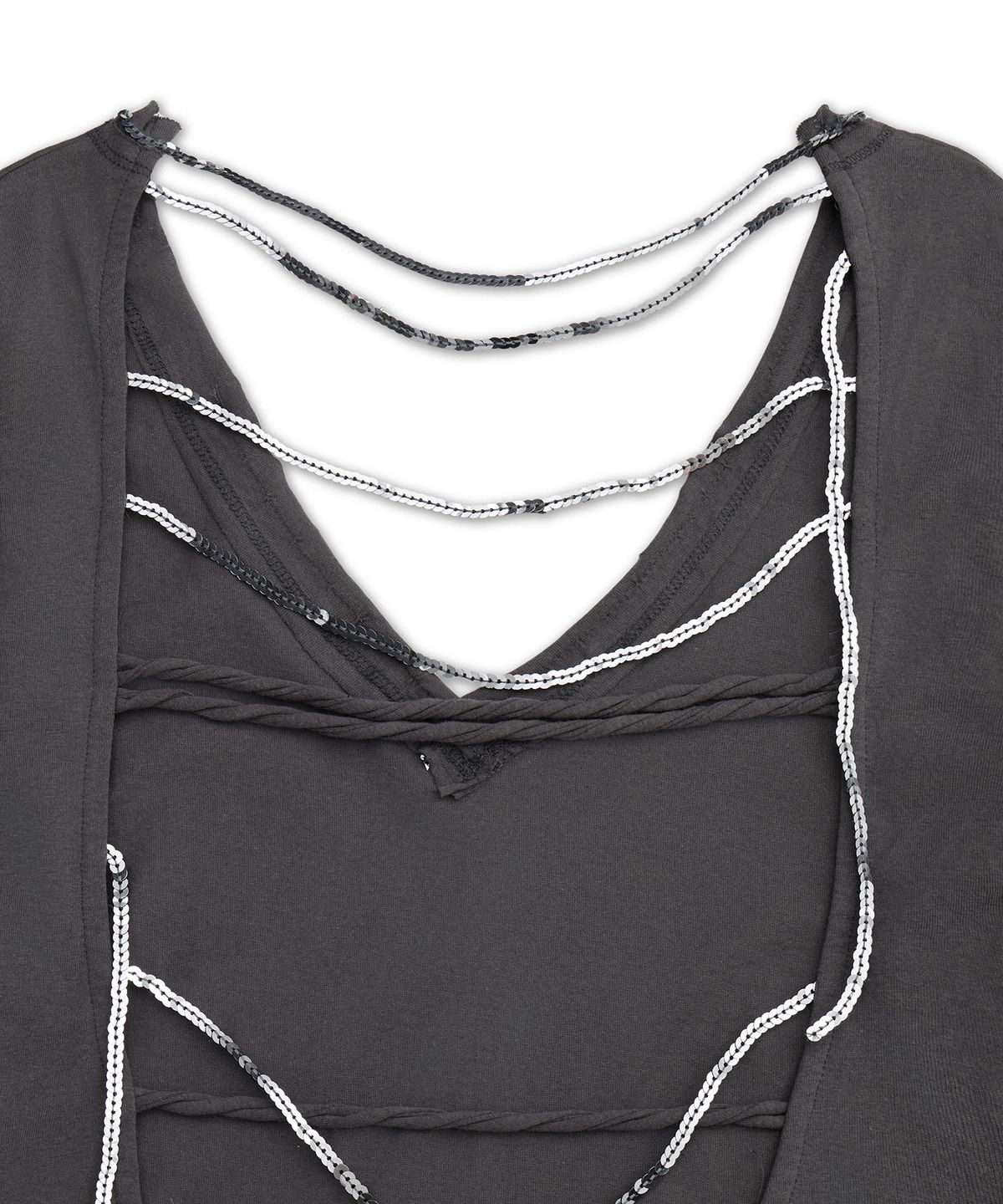 제이디드 런던(JADED LONDON) 시퀸 트림 브이넥 티 (Sequin Trim V Neck Tee)