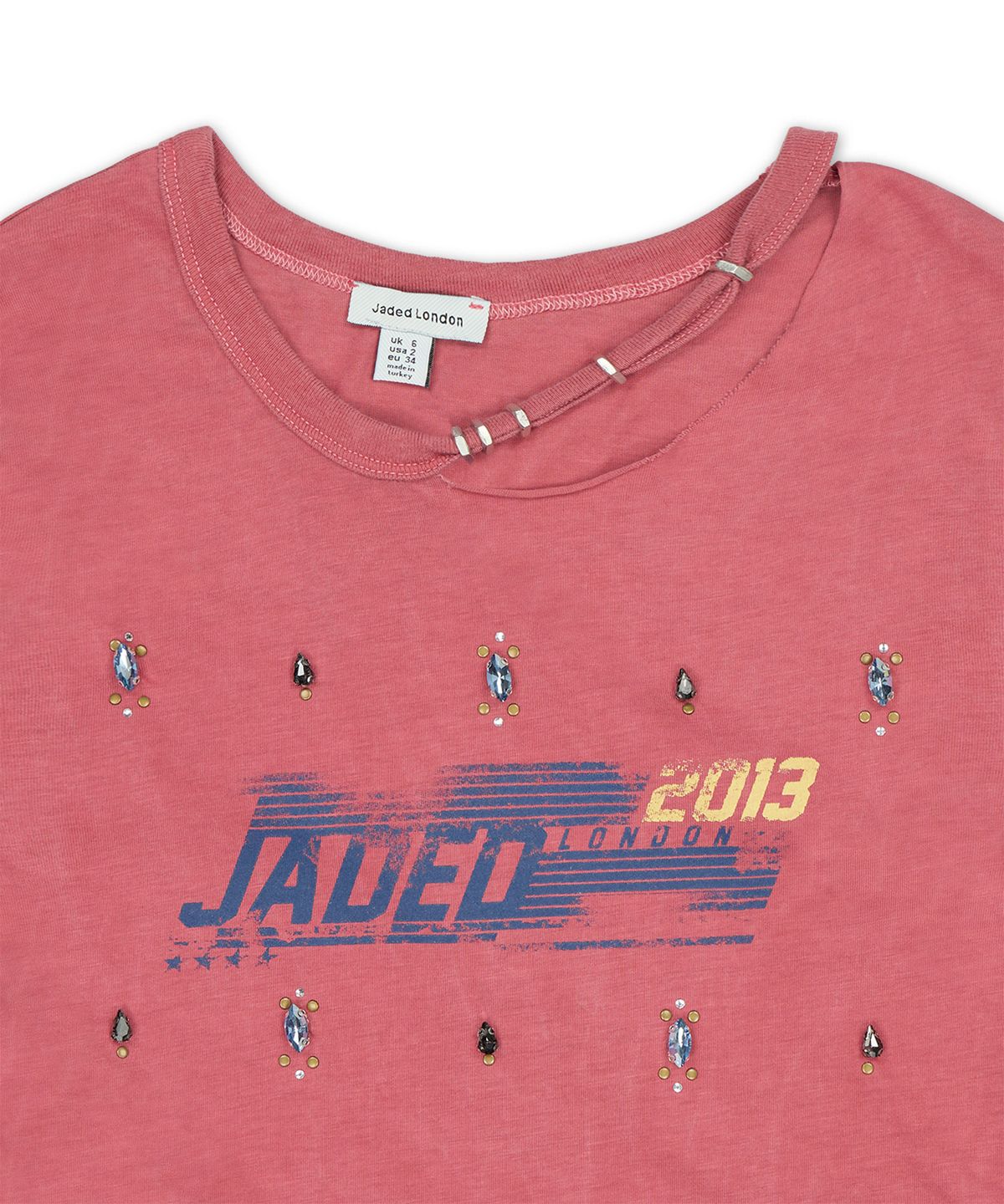 제이디드 런던(JADED LONDON) 디스트레스드 주얼 탑 (Distressed Jewel Top)