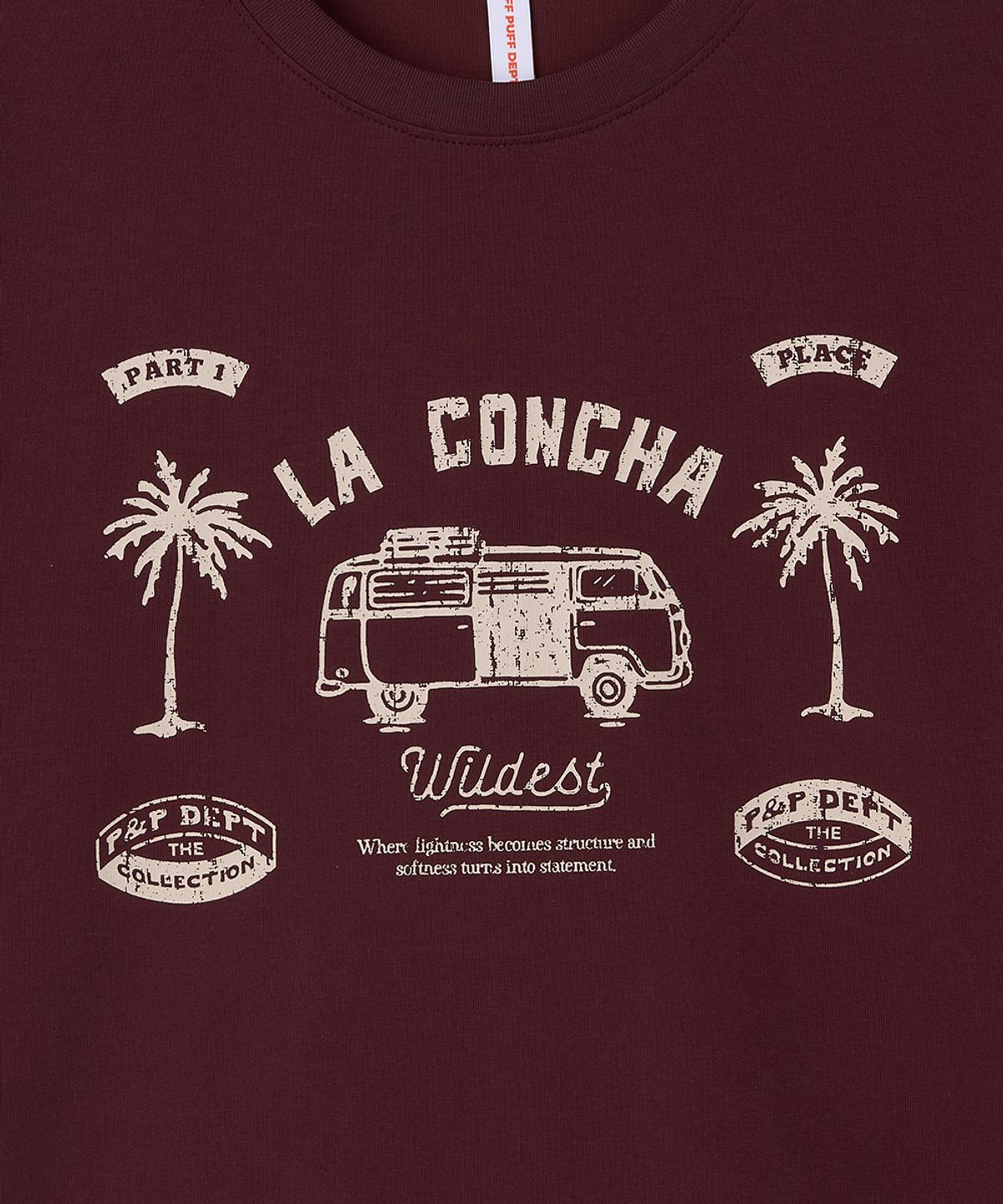 퍼프퍼프뎁트(PUFF PUFF DEPT) LA CONCHA COOLING T-shirt BURGUNDY