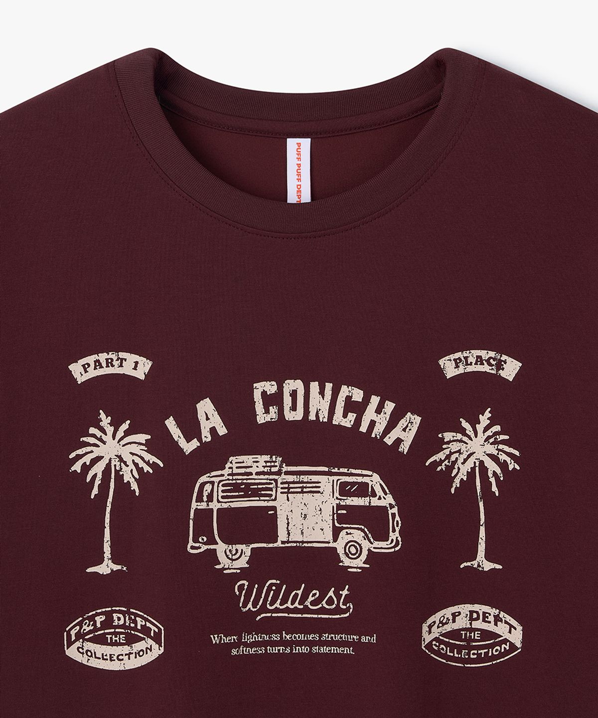 퍼프퍼프뎁트(PUFF PUFF DEPT) LA CONCHA COOLING T-shirt BURGUNDY