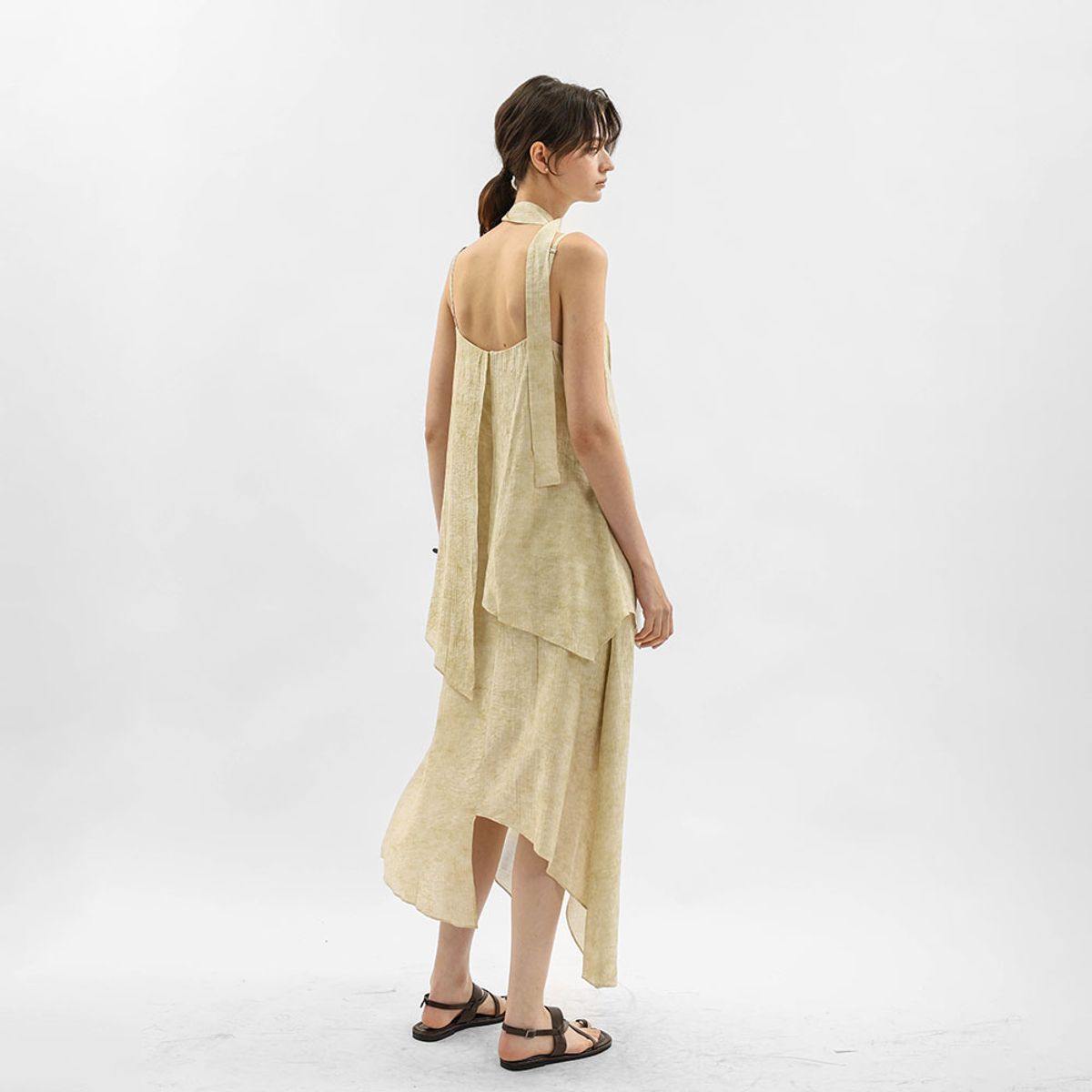 웬스데이딜라잇(WEDNESDAY DELIGHT) WD_Layered handkerchief hem dress_BEIGE
