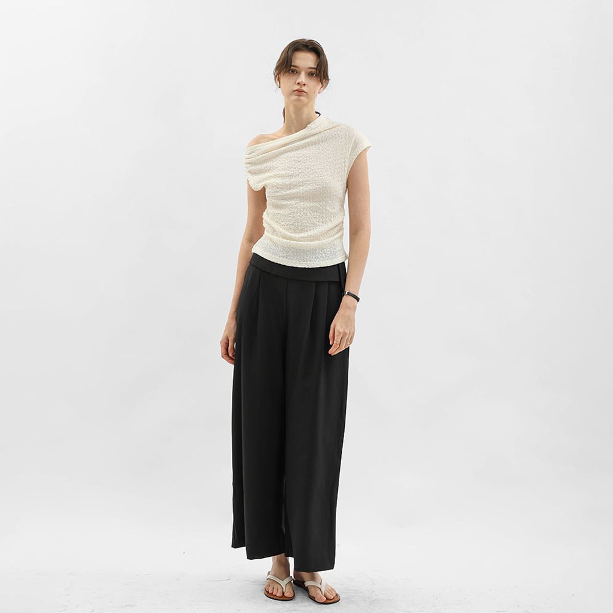 웬스데이딜라잇(WEDNESDAY DELIGHT) WD_Overlap waist wide pants_BLACK