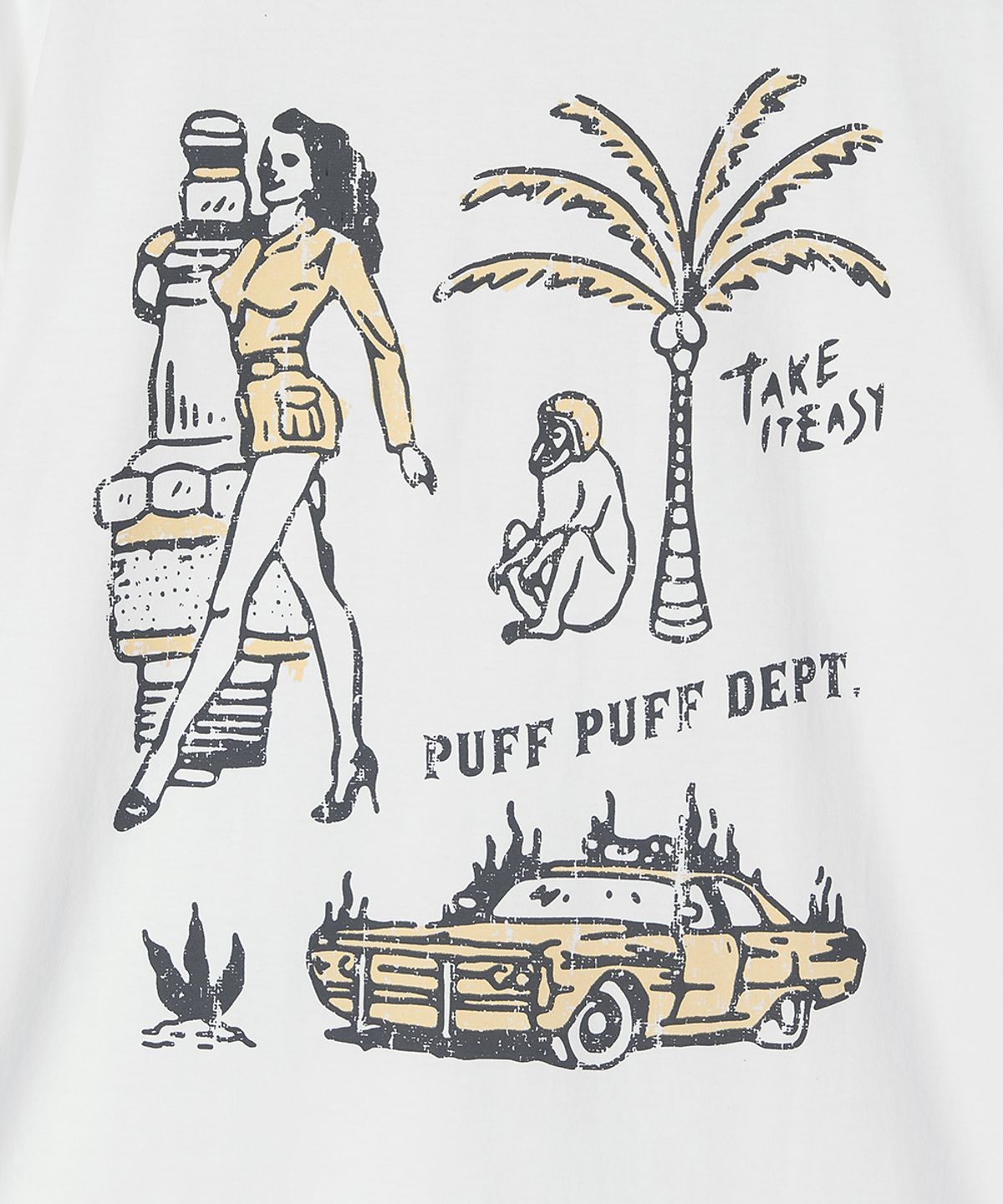 퍼프퍼프뎁트(PUFF PUFF DEPT) One Pocket Tropical COOLING T-shirt WHITE