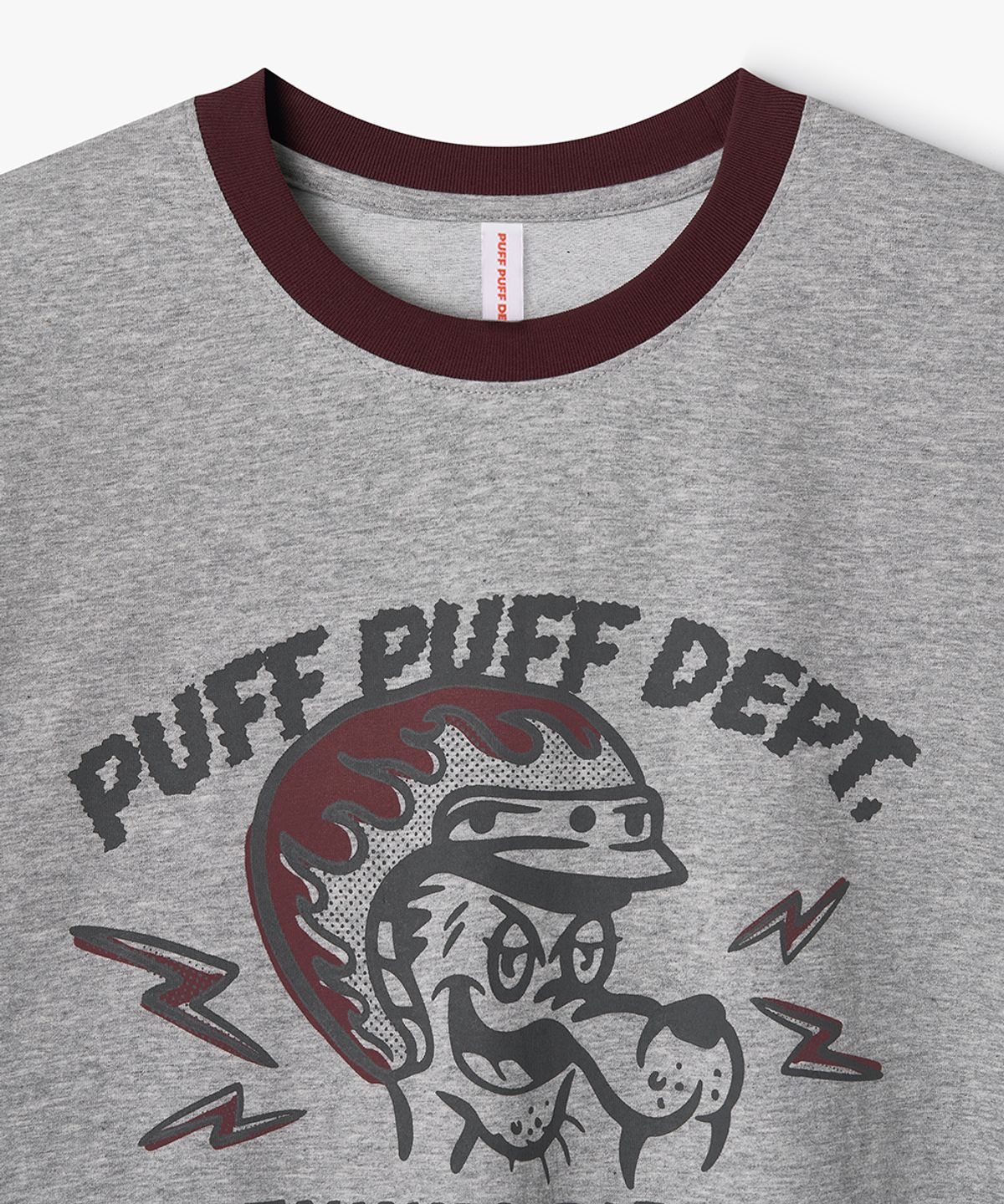 퍼프퍼프뎁트(PUFF PUFF DEPT) FUNNY RIDER Ringer T-shirt GREY