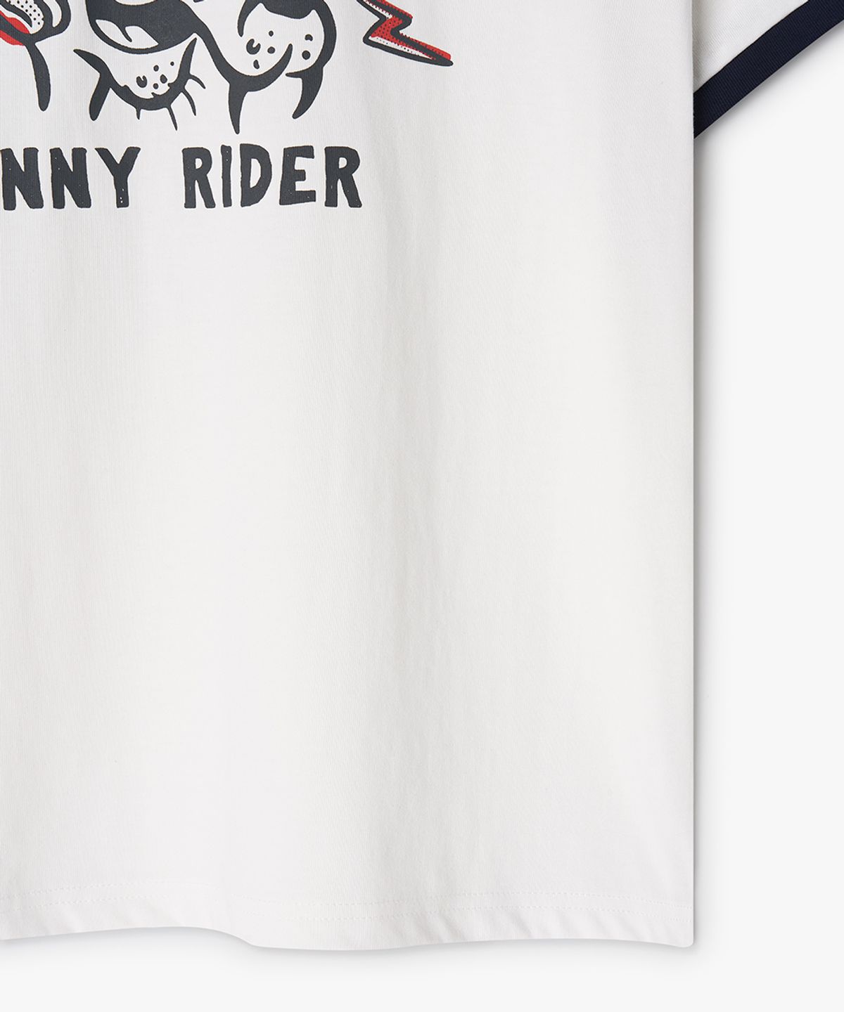 퍼프퍼프뎁트(PUFF PUFF DEPT) FUNNY RIDER Ringer T-shirt IVORY