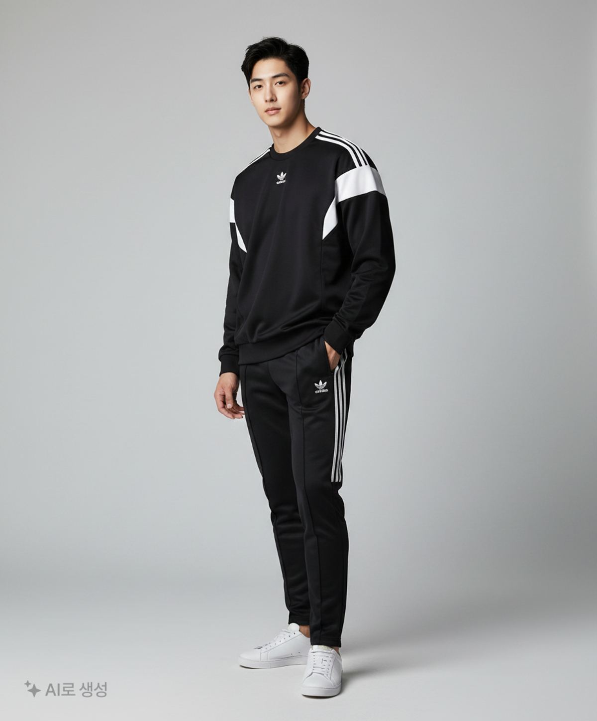 아디다스(ADIDAS) 커트라인 크루 스웨트셔츠 - 블랙 / HN6117 XL
