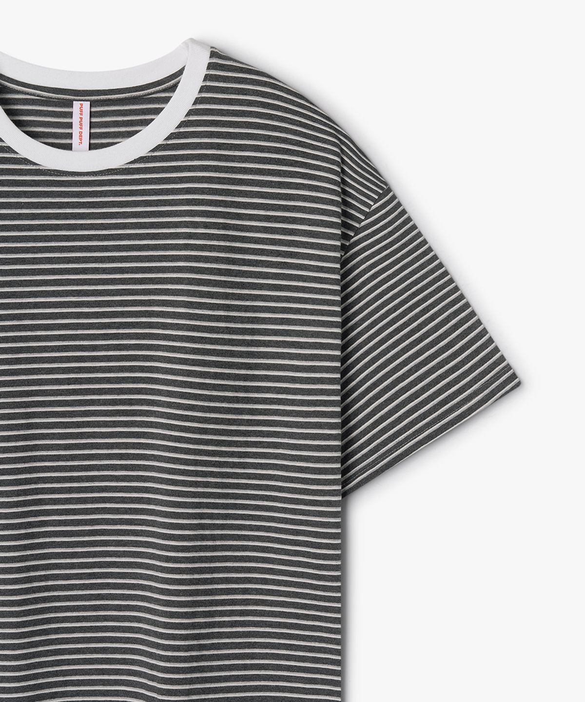 퍼프퍼프뎁트(PUFF PUFF DEPT) Classic Stripe Cotton T-shirt CHARCOAL