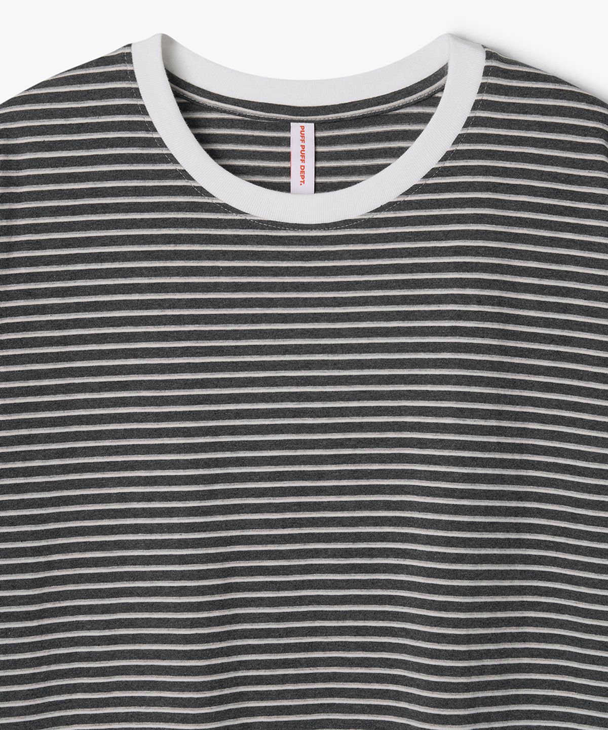 퍼프퍼프뎁트(PUFF PUFF DEPT) Classic Stripe Cotton T-shirt CHARCOAL