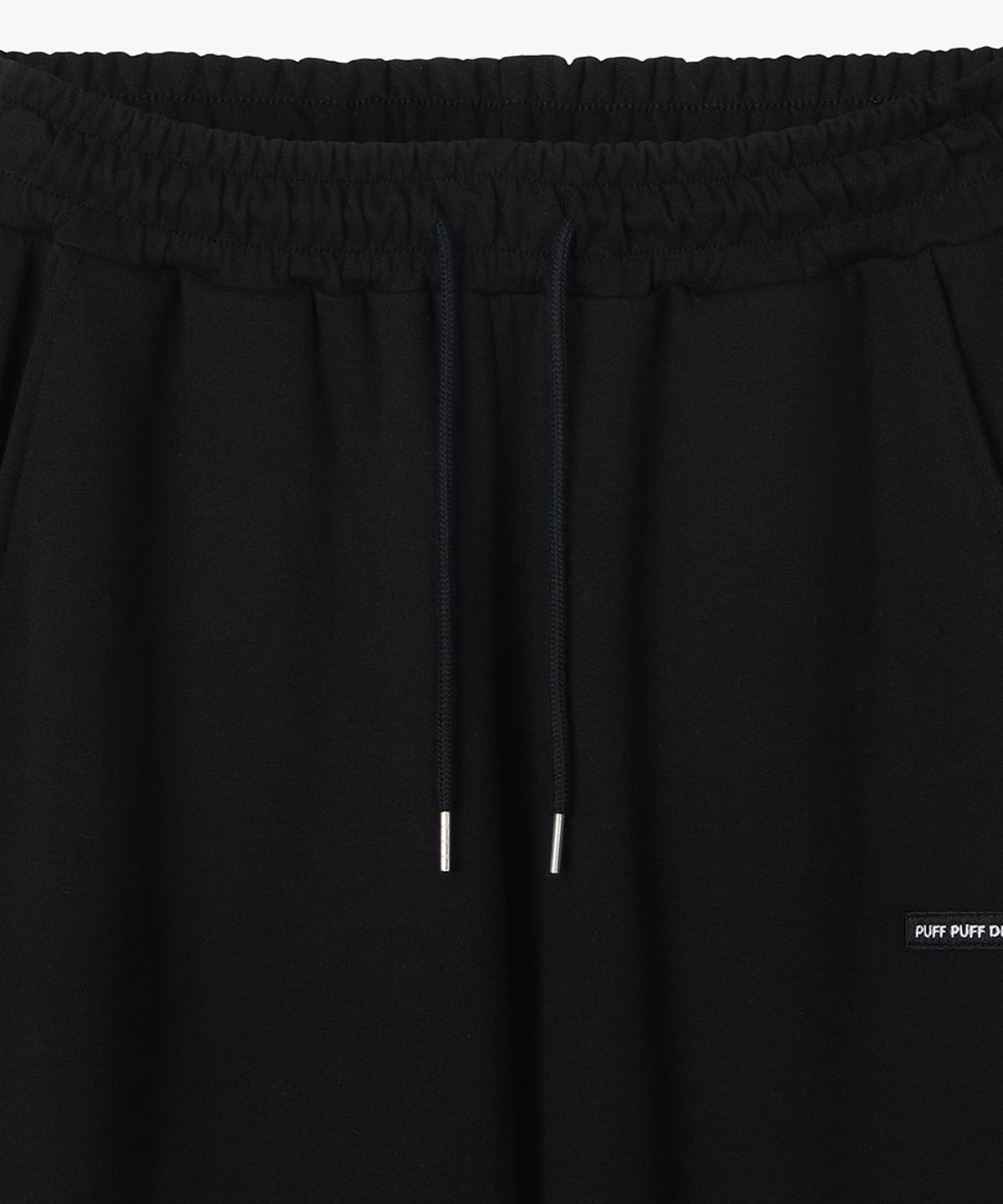 퍼프퍼프뎁트(PUFF PUFF DEPT) Side Pleats Wide String Sweat Pants BLACK