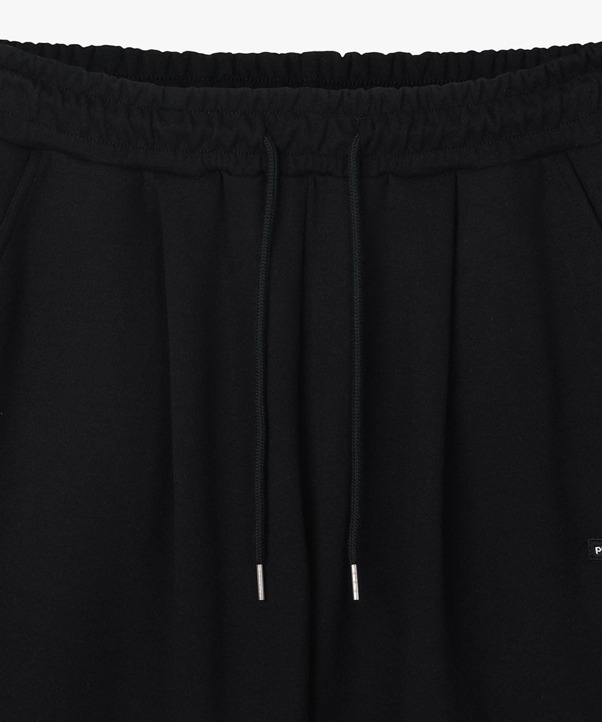 퍼프퍼프뎁트(PUFF PUFF DEPT) Kangaroo Pocket Bermuda Wide Sweat Shorts BLACK