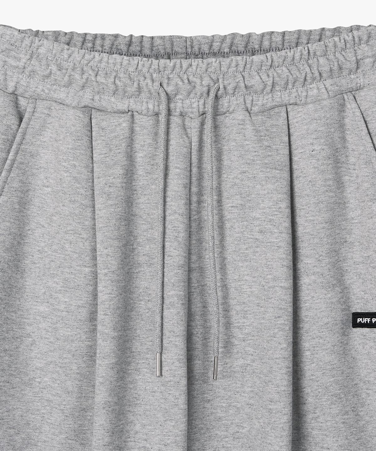 퍼프퍼프뎁트(PUFF PUFF DEPT) Kangaroo Pocket Bermuda Wide Sweat Shorts GREY