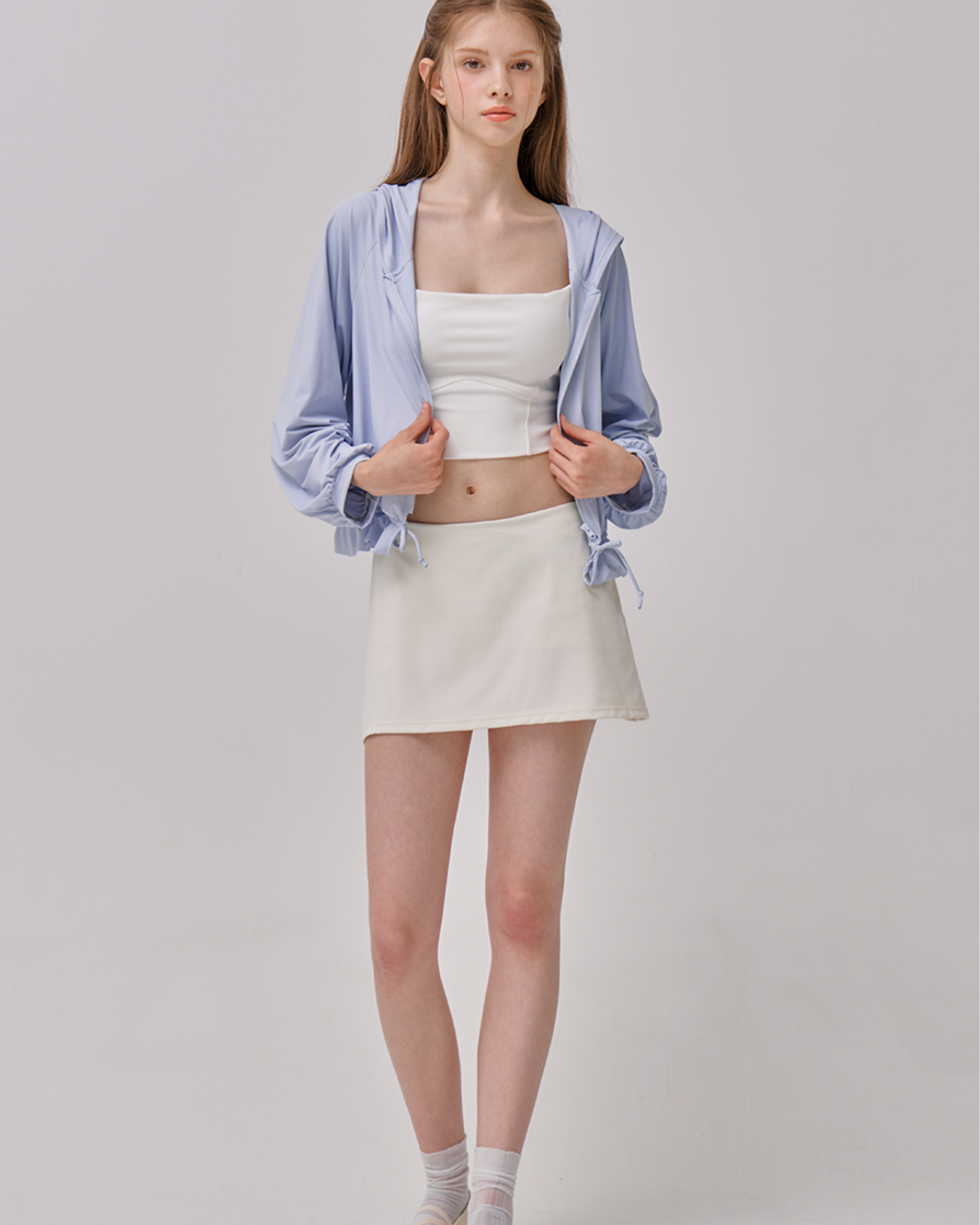 비키니밴더(VIKINI VENDER) Simple Line 스윔 스커트 팬츠 - Cream