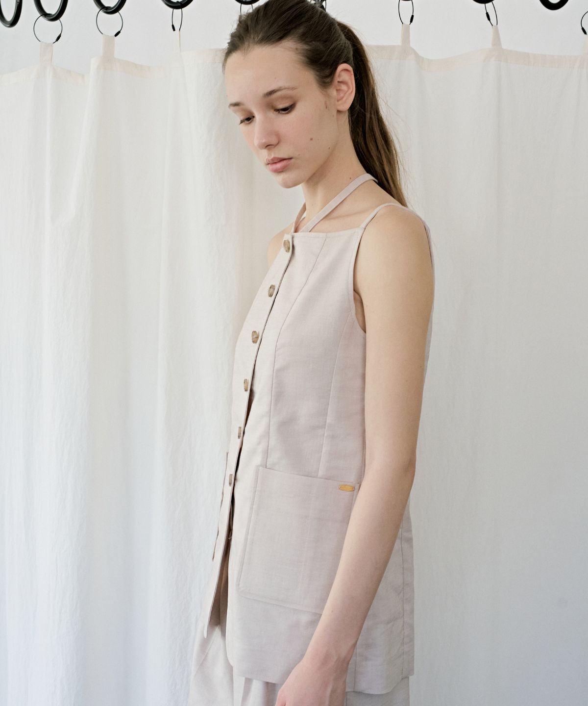 르메메(LEMEME) Sable Linen Vest Beige