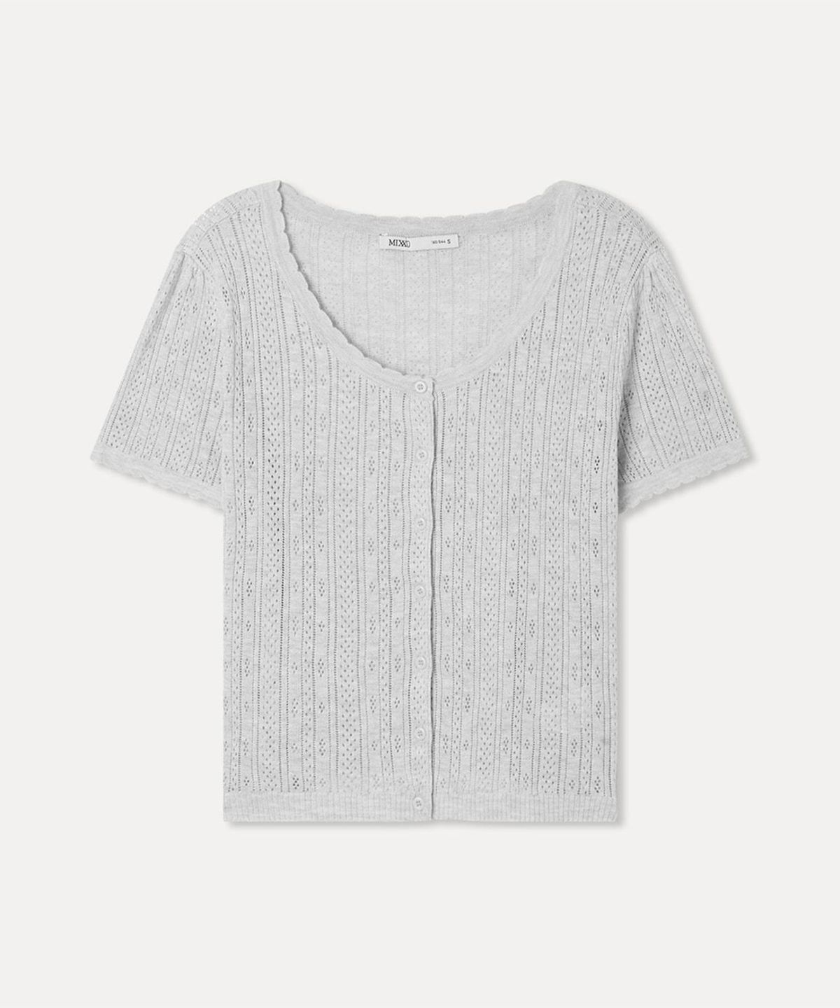 미쏘(MIXXO) [셋업] 크로셰 반팔 가디건_MIWCKG741T