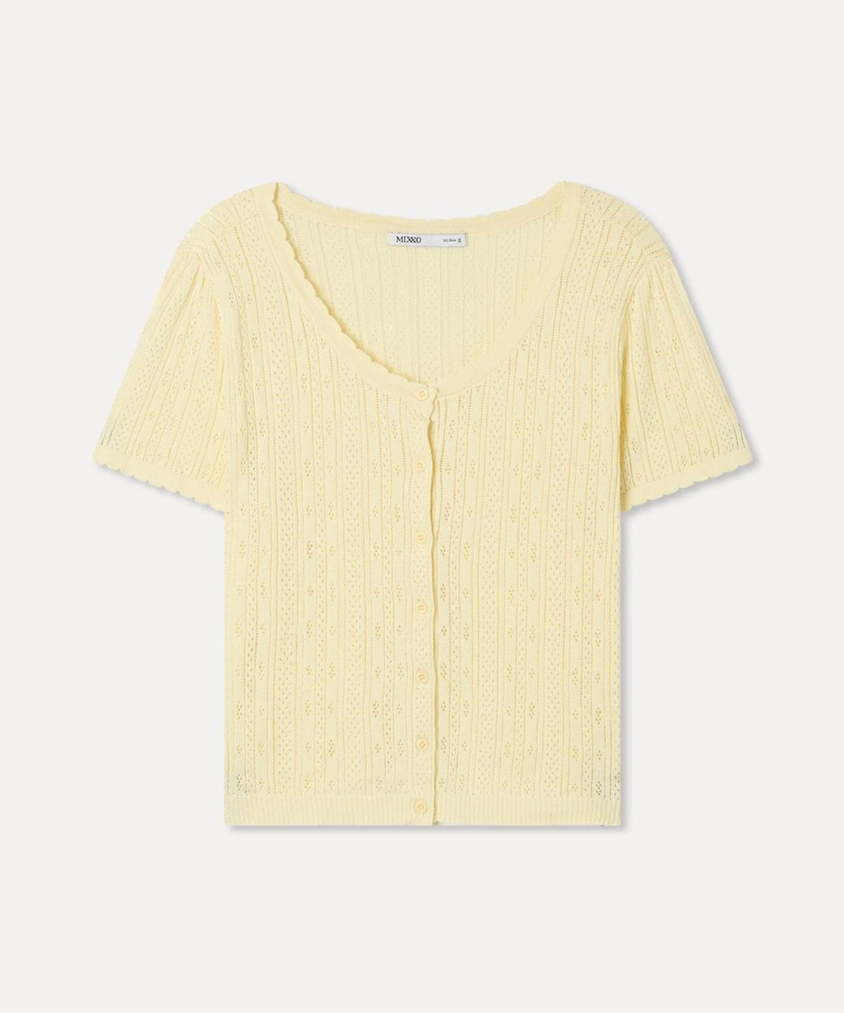 미쏘(MIXXO) [셋업] 크로셰 반팔 가디건_MIWCKG741T