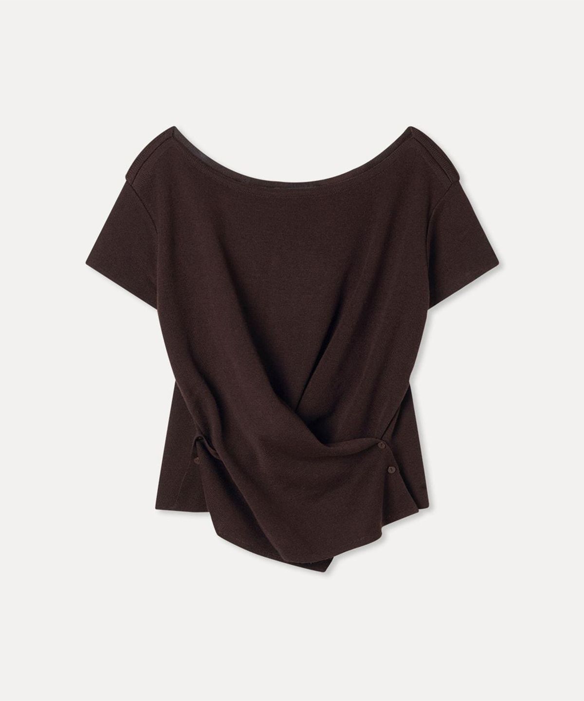 미쏘(MIXXO) 랩 버튼 반팔 니트_MIWKAG715T