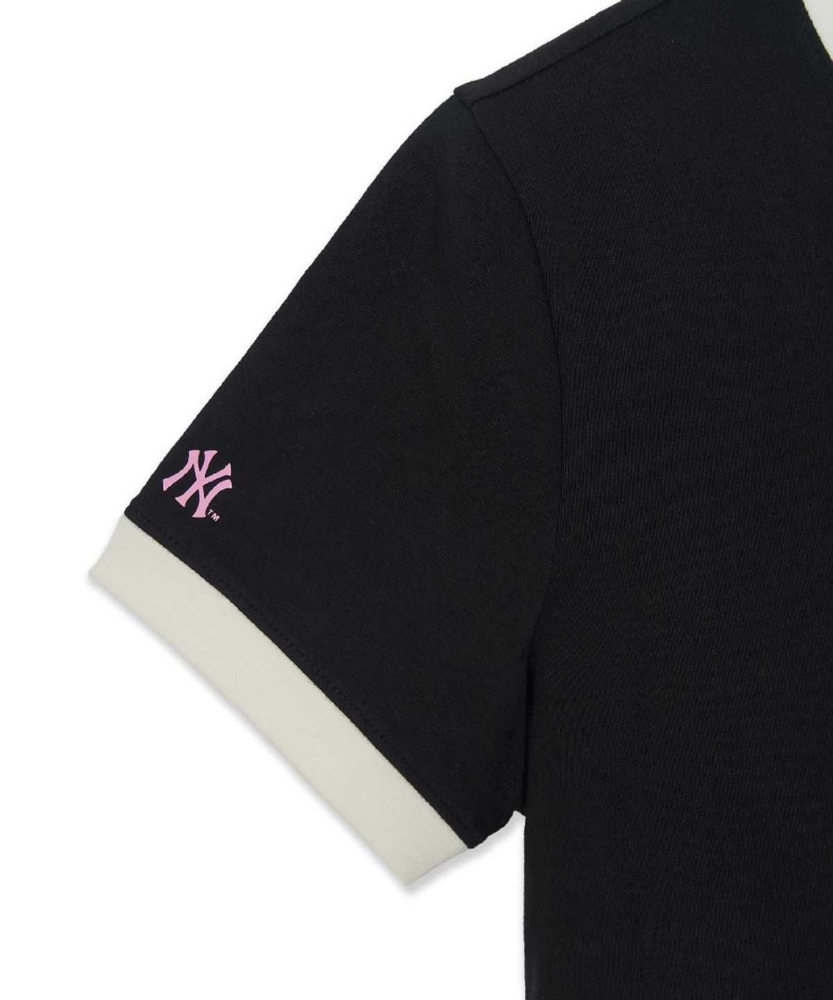 엠엘비(MLB) 여성 스포티브 레터링 슬림 크롭 링거 티셔츠 NY (Black)