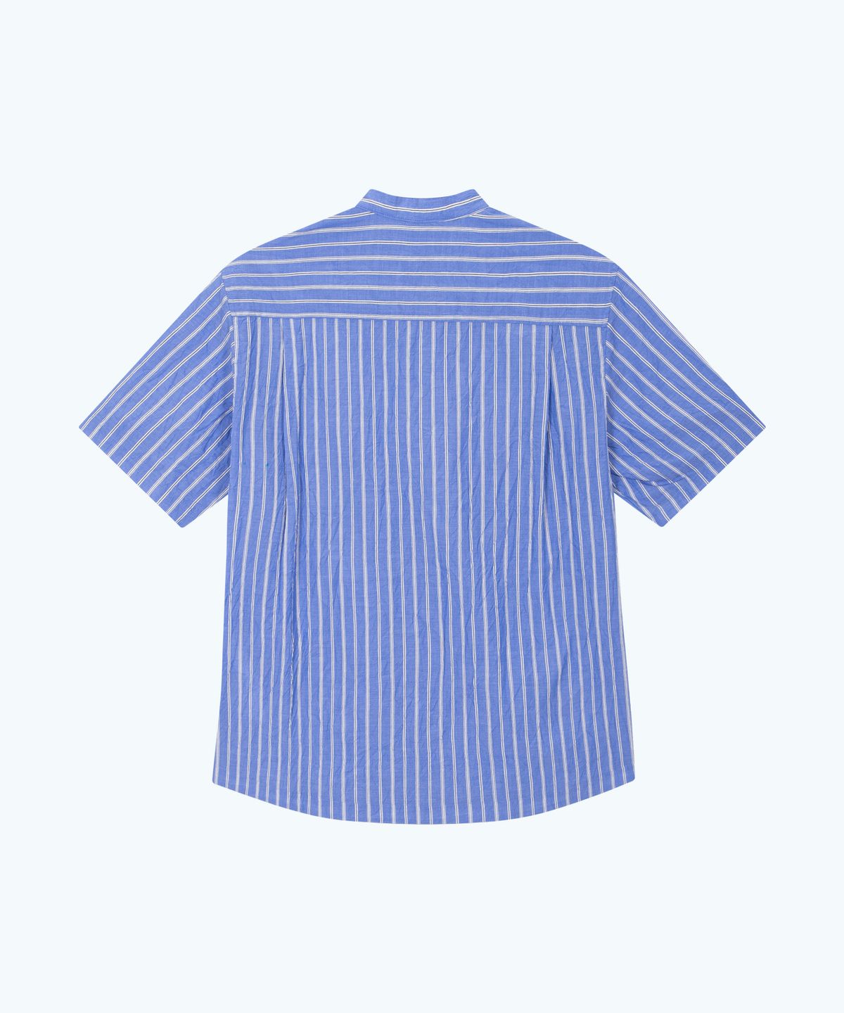 밀라코드(MILACODE) Pin Stripe(Creased effect) Band Collar Shirt - BLUE
