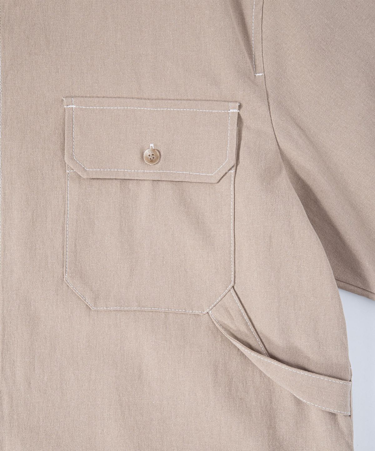 밀라코드(MILACODE) Mixed Linen (Denim Like) Shirt Jacket - SAND