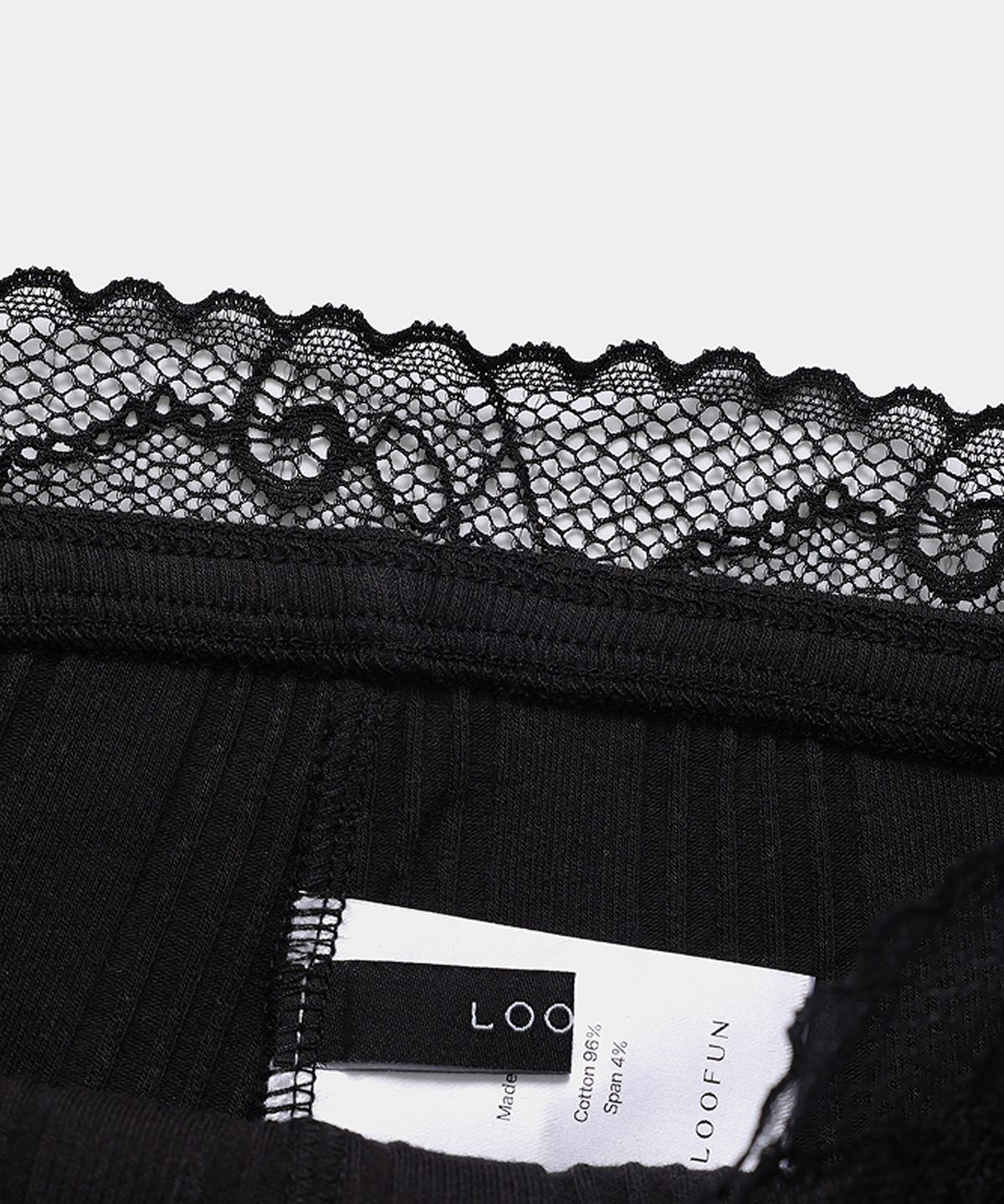 루펀(LOOFUN) Lace Rib Leggings / 레이스 립 레깅스 [Black]