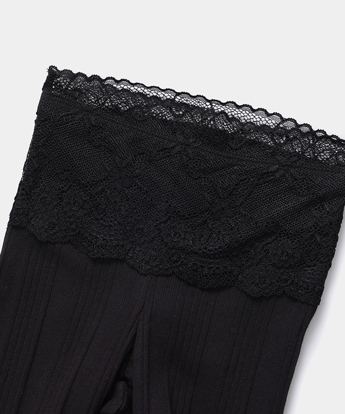 루펀(LOOFUN) Lace Rib Leggings / 레이스 립 레깅스 [Black]