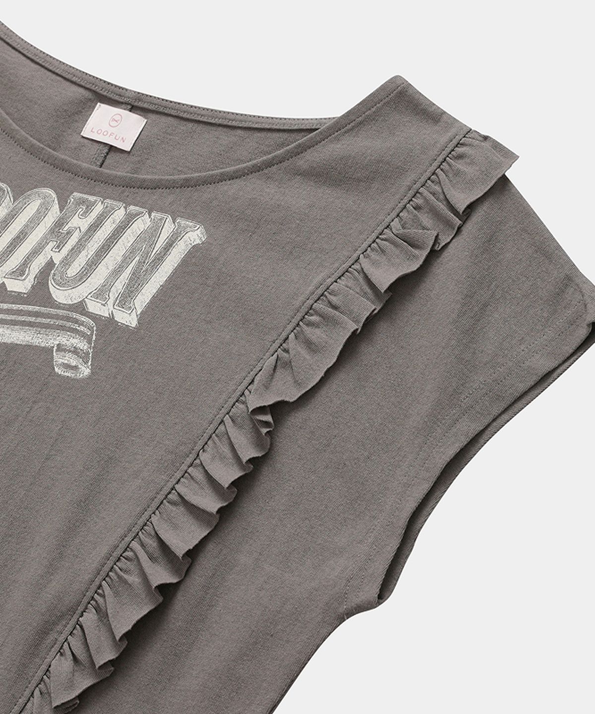 루펀(LOOFUN) Frill Batwing Tee / 프릴 배트윙 티 [Gray]