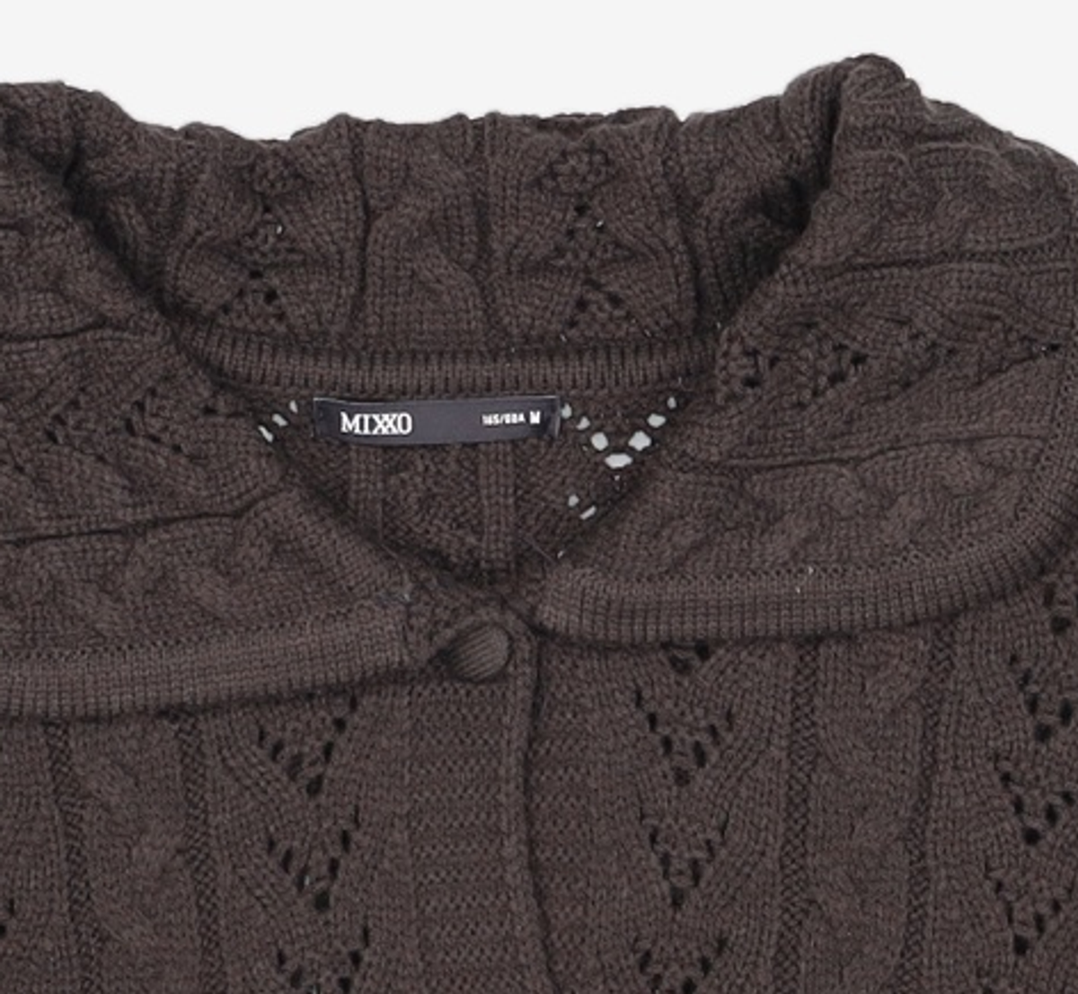 미쏘(MIXXO) 카라 포인트 케이블 크롭 가디건 MIWCKBT94T M