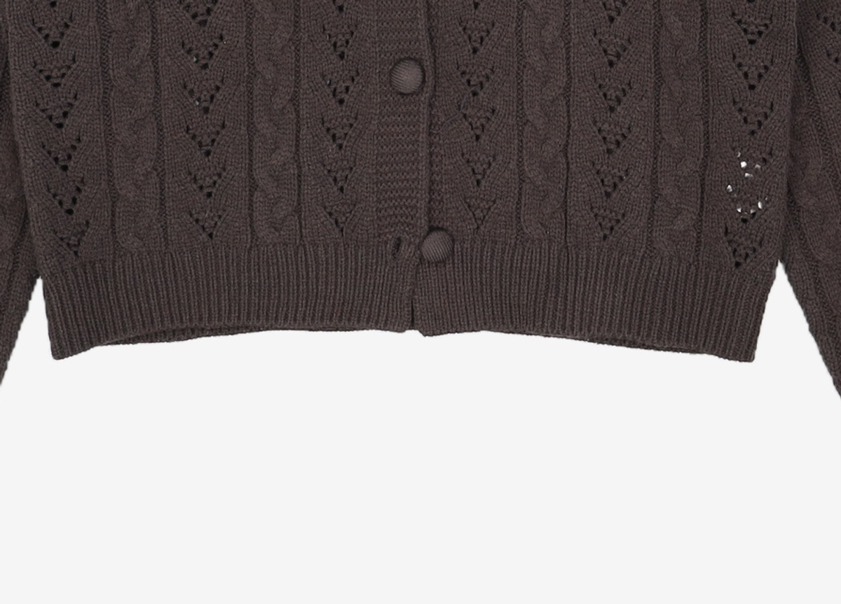 미쏘(MIXXO) 카라 포인트 케이블 크롭 가디건 MIWCKBT94T M