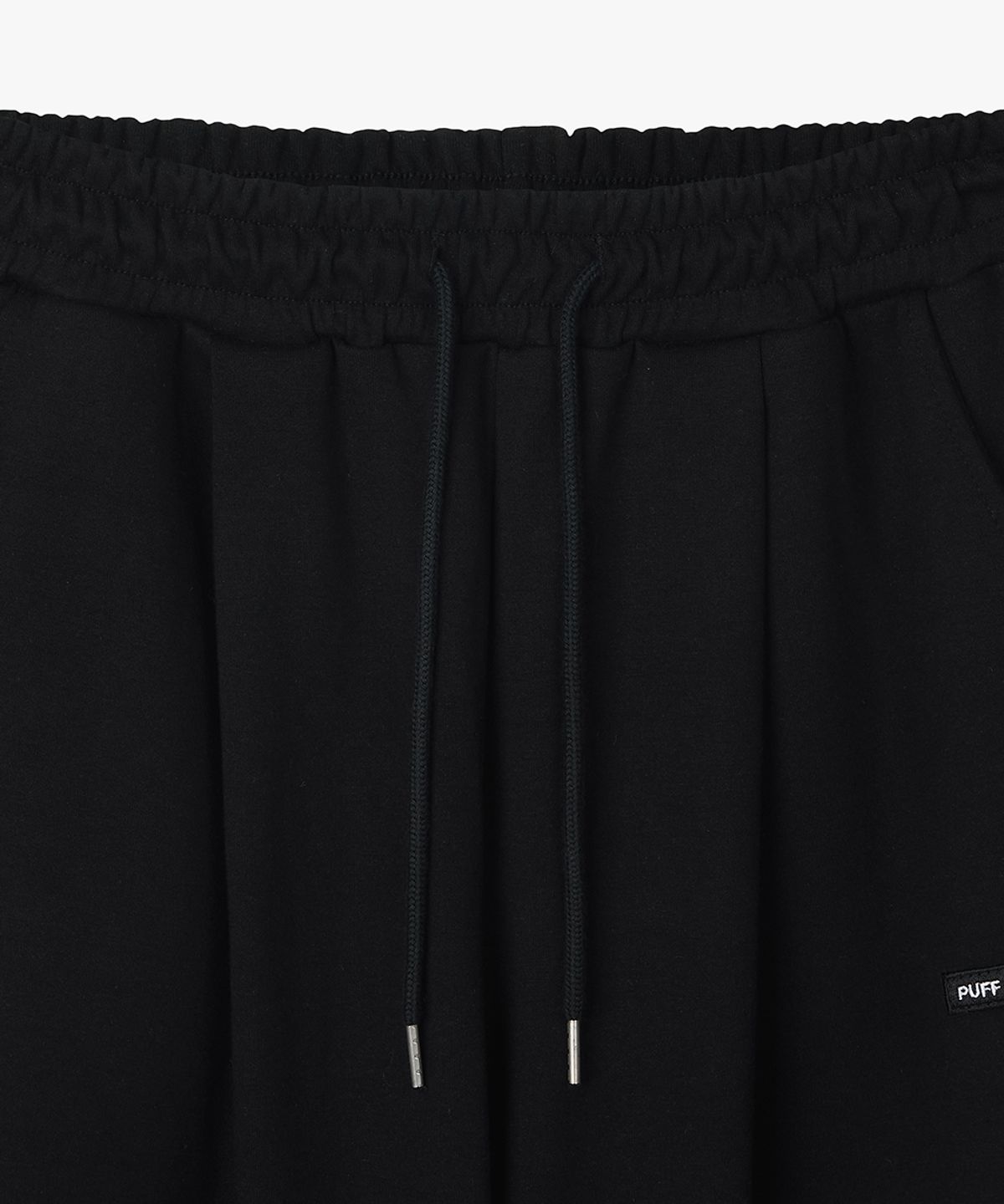 퍼프퍼프뎁트(PUFF PUFF DEPT) 3Pleats Bermuda Wide Sweat Shorts BLACK