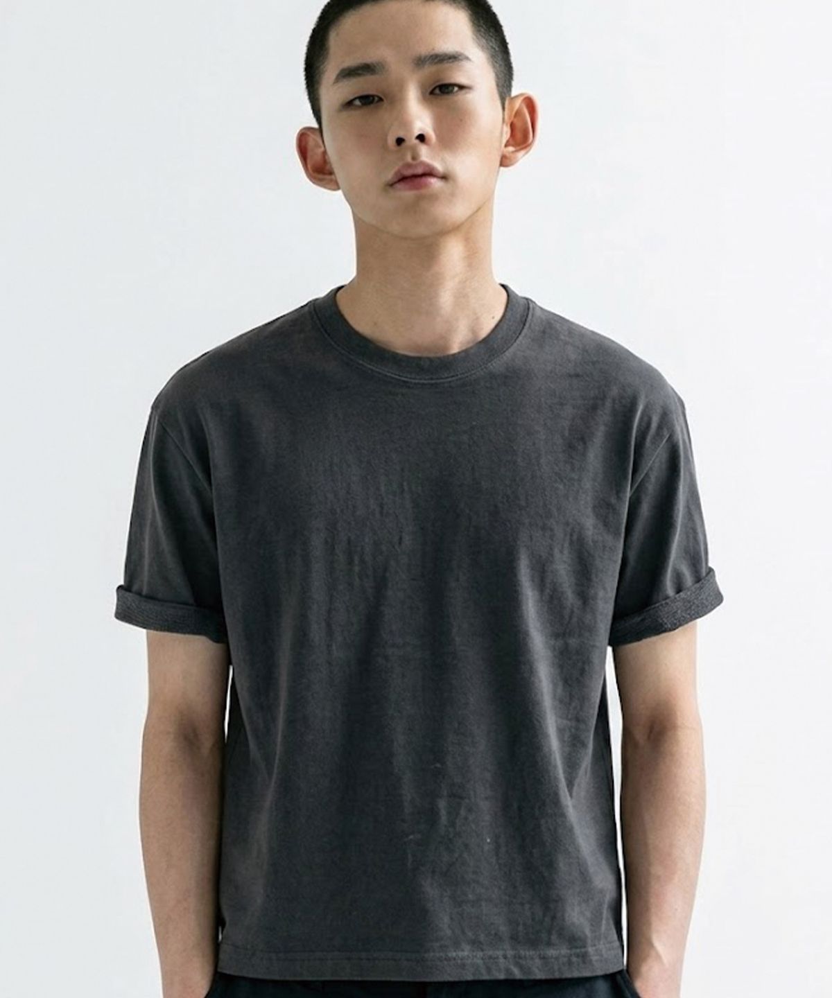 밴웍스(VANNWORKS) 크롭 반팔 티셔츠 (VS0300) 차콜