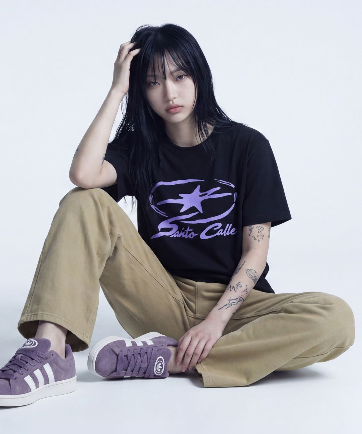 산토칼레(SANTO CALLE) 워싱 와이드 코튼 팬츠 (베이지)