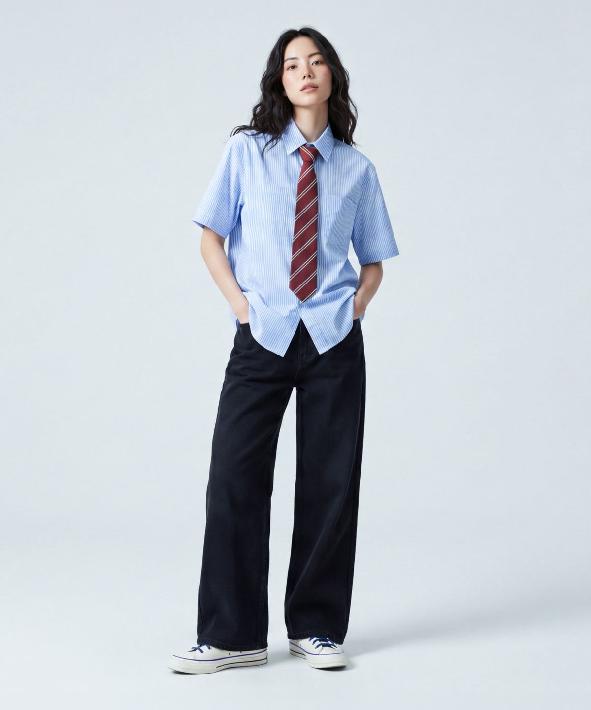 산토칼레(SANTO CALLE) 워싱 와이드 코튼 팬츠 (블랙)