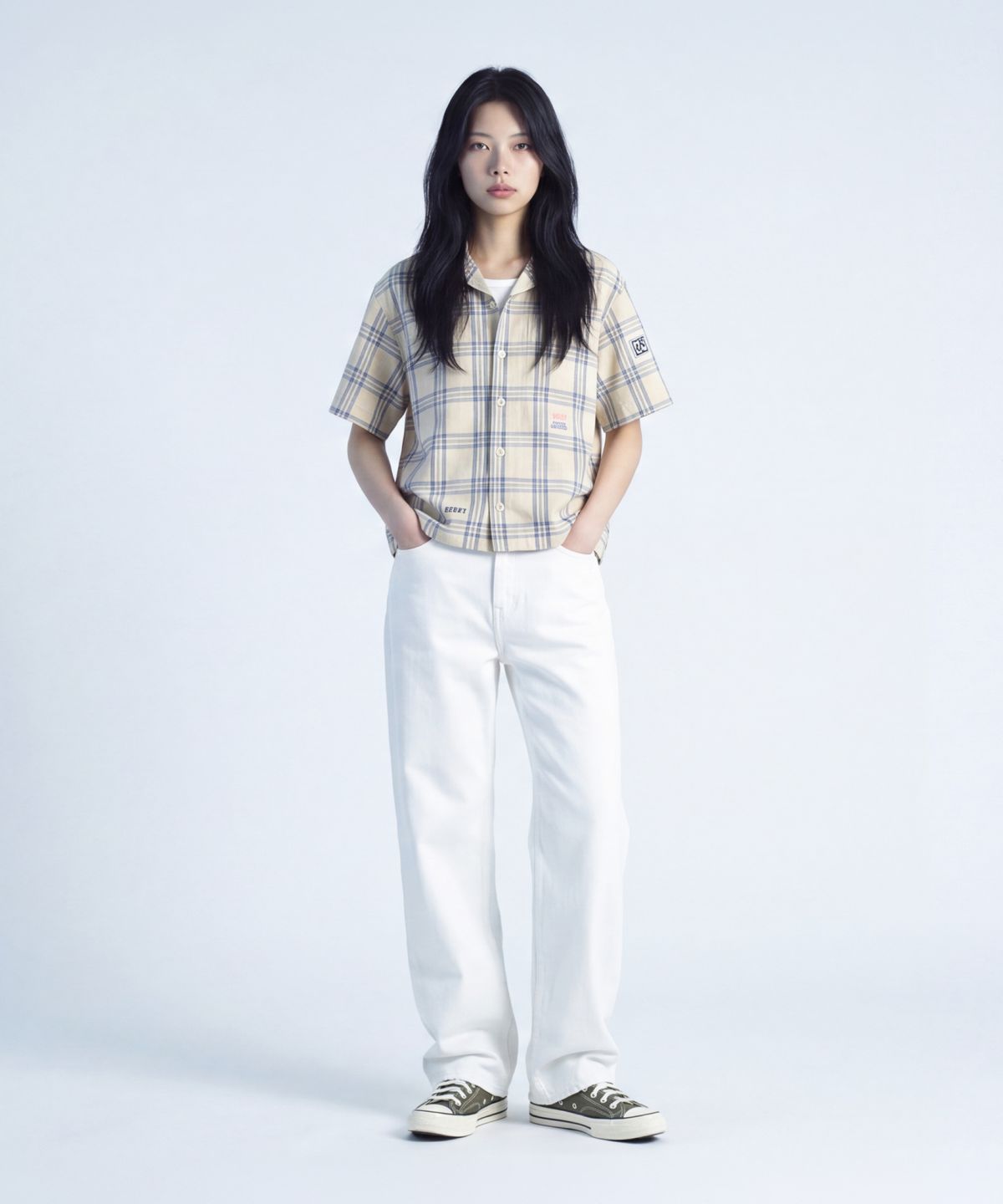 산토칼레(SANTO CALLE) 워싱 와이드 코튼 팬츠 (화이트)