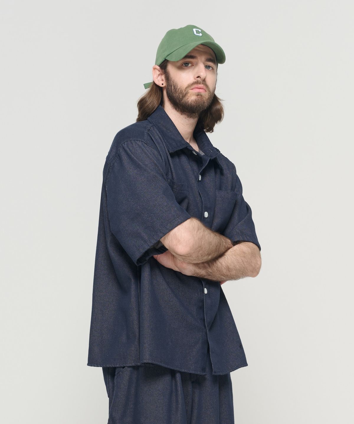 카고브로스(CARGOBROS) 워시드 논페이드 반팔셔츠 (블루)