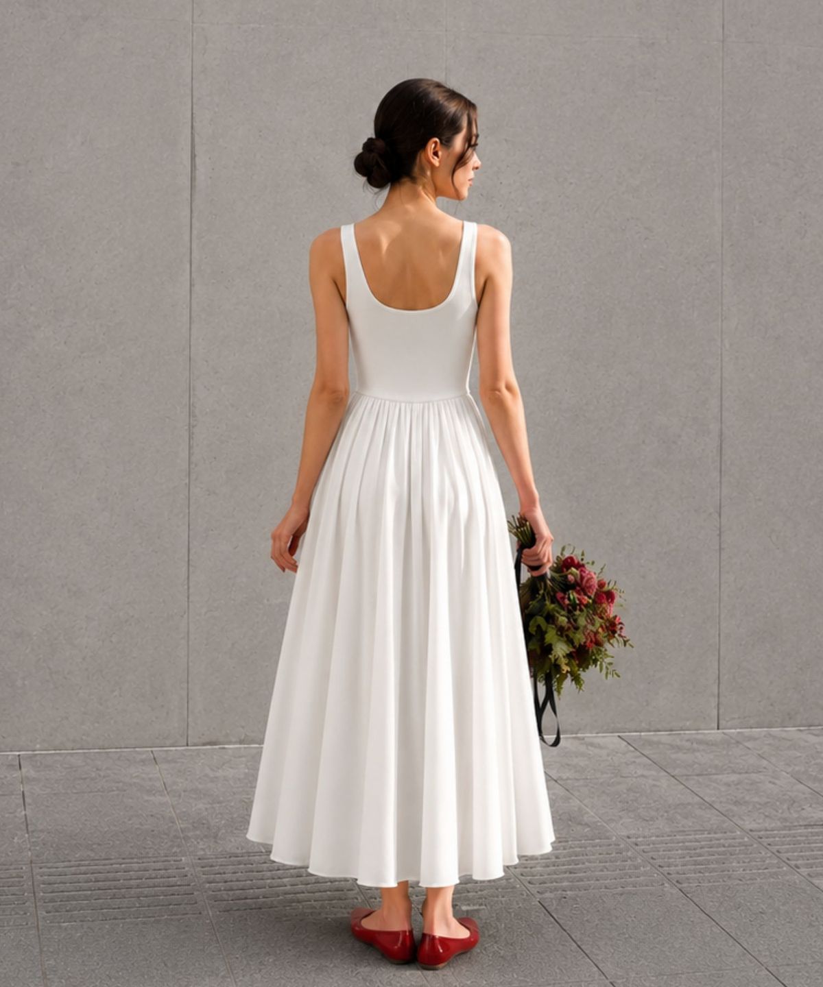 블랙크러쉬(BLACRUSH) Sleeveless Flared Long Dress / 퓨어화이트