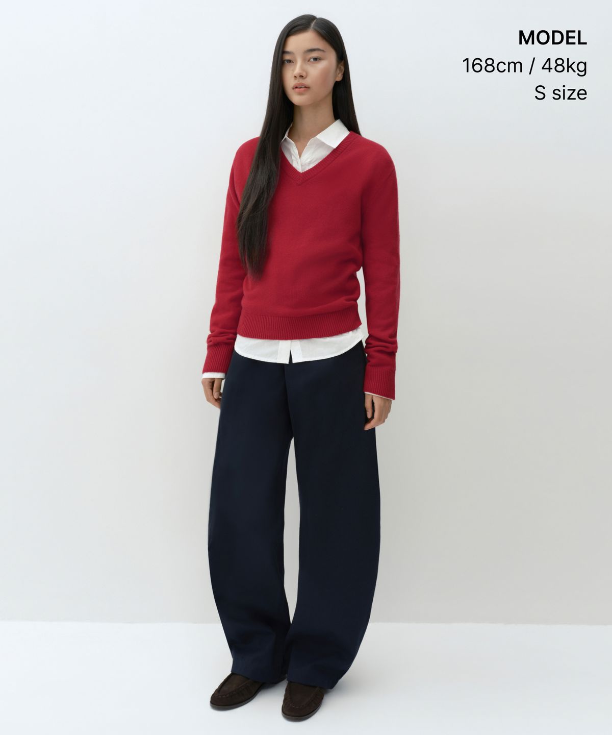 무신사 스탠다드 우먼(MUSINSA STANDARD WOMAN) [빅토리아 울] 우먼즈 브이 넥 니트 [레드]