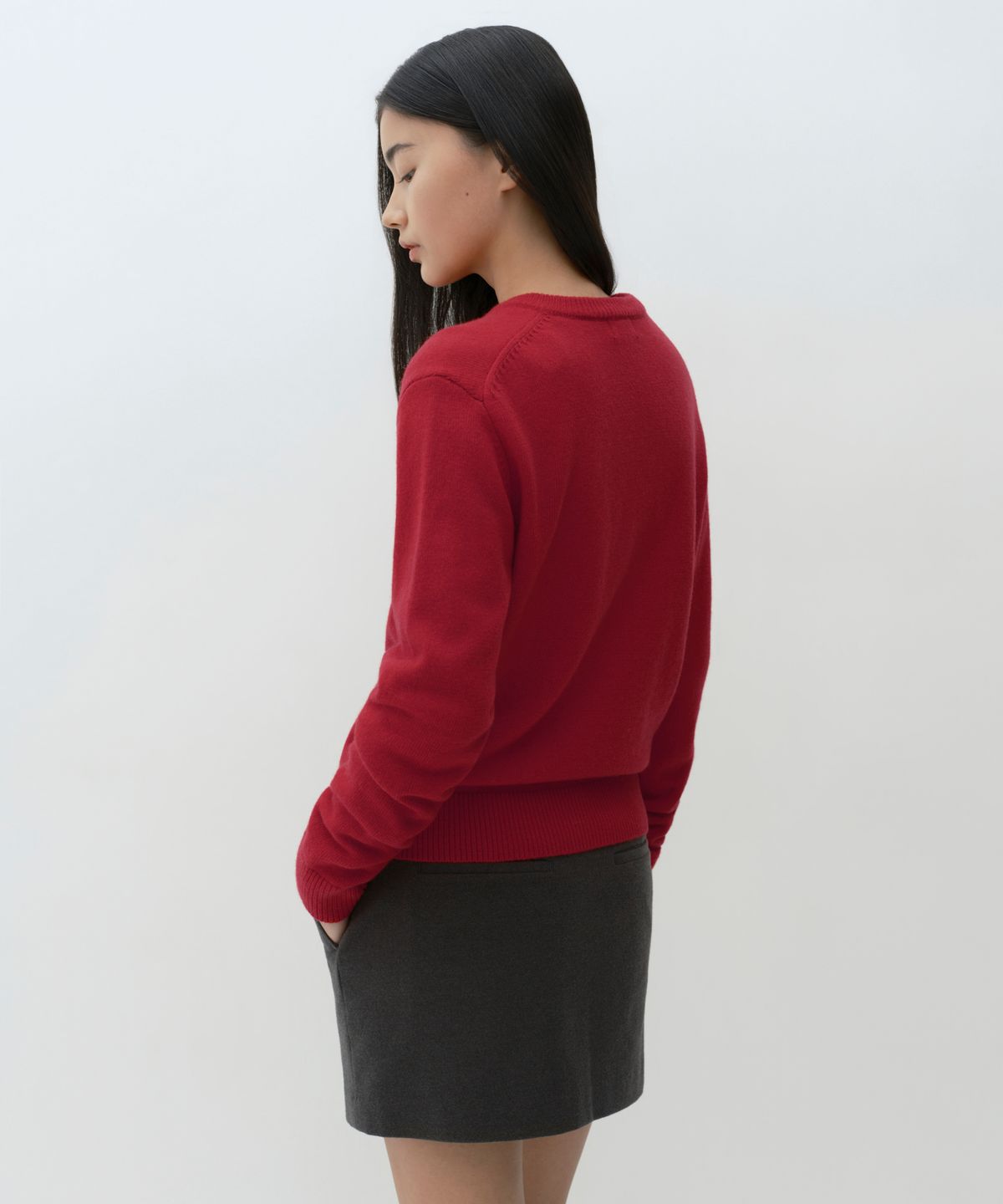 무신사 스탠다드 우먼(MUSINSA STANDARD WOMAN) [빅토리아 울] 우먼즈 라운드 넥 가디건 [레드]