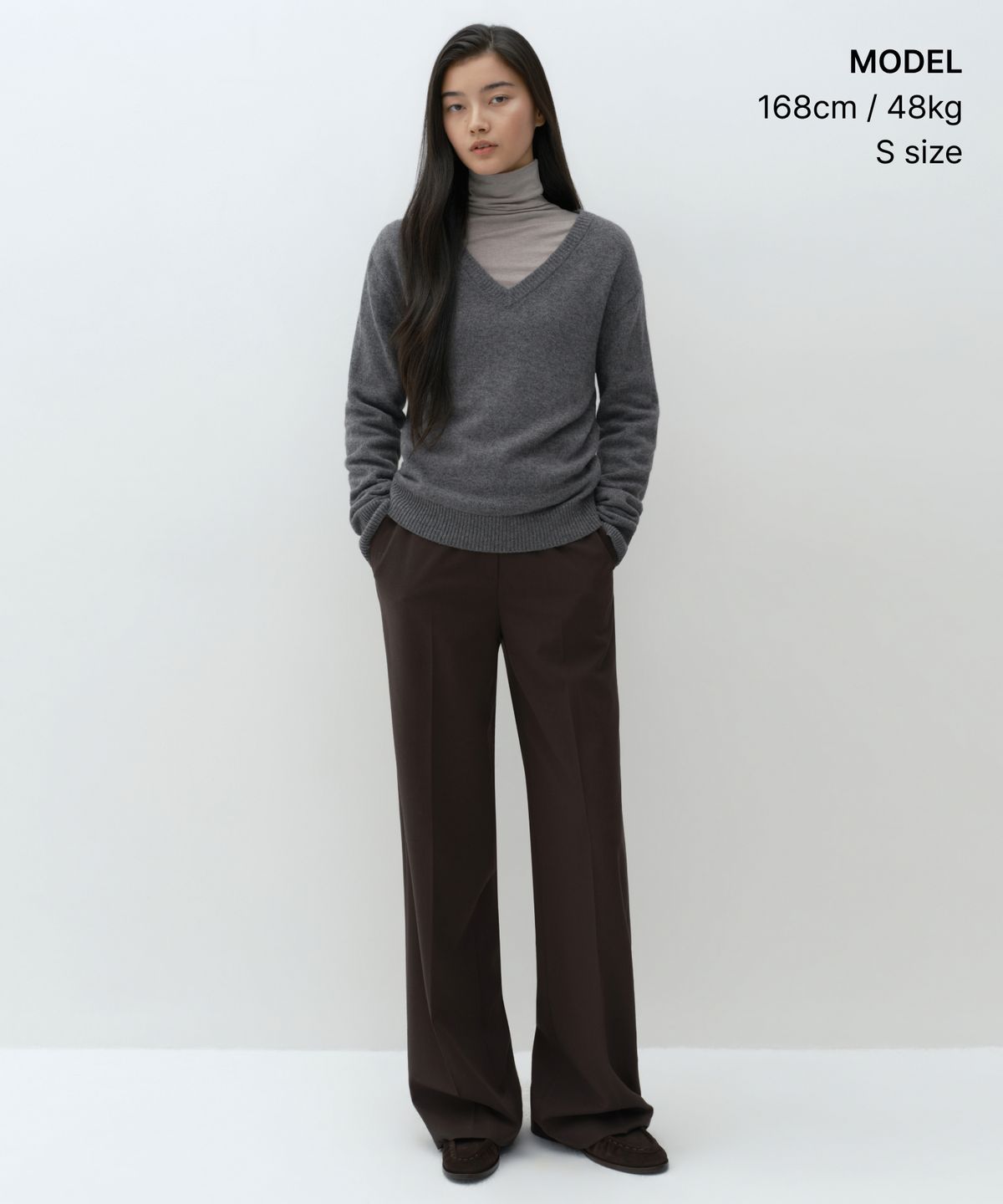 무신사 스탠다드 우먼(MUSINSA STANDARD WOMAN) [빅토리아 울] 우먼즈 브이 넥 니트 [헤더 그레이]
