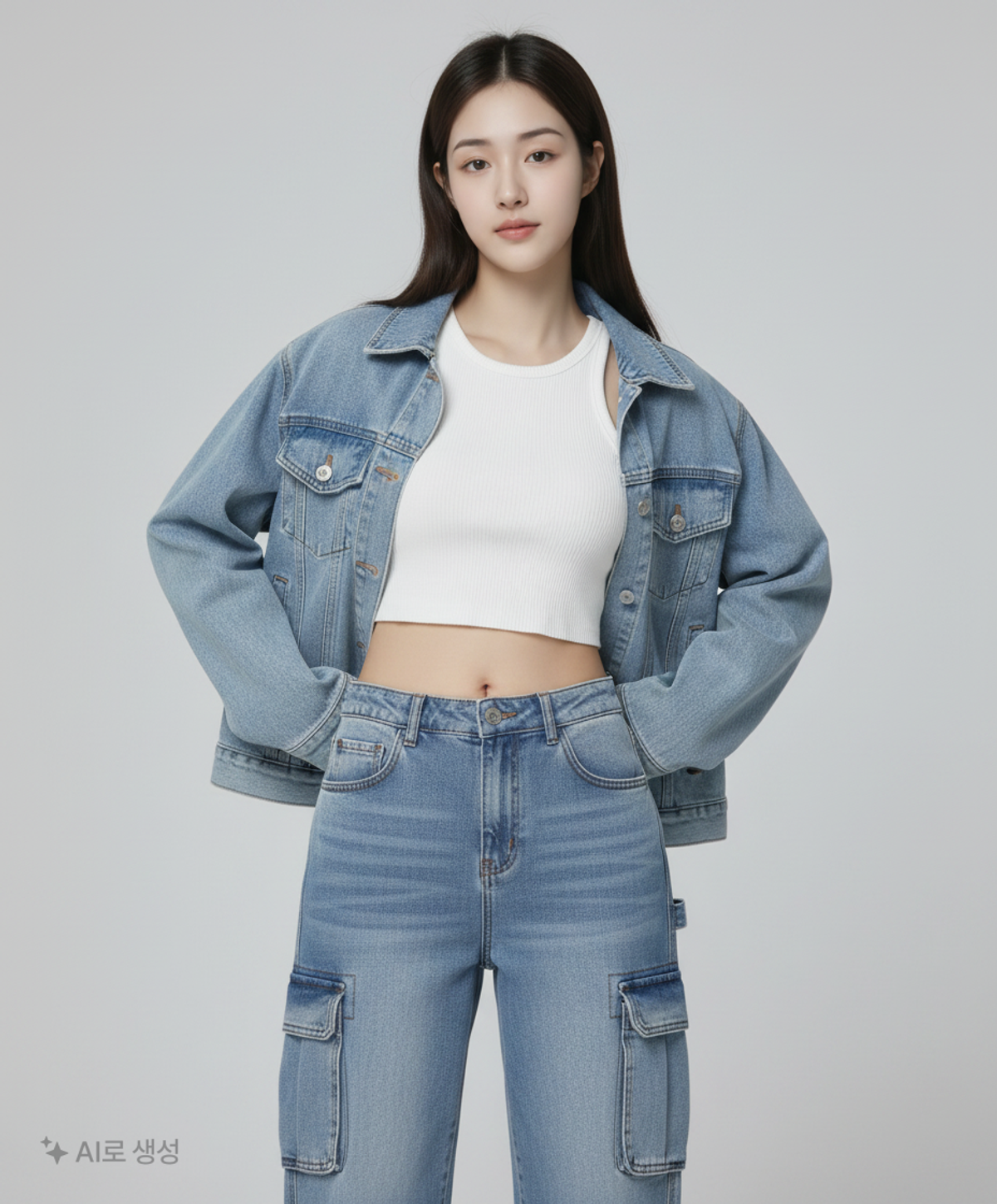행텐(HANG TEN) 남성 히든밴딩 와이드 카고 데님팬츠_244(10470-055-409-10) 30