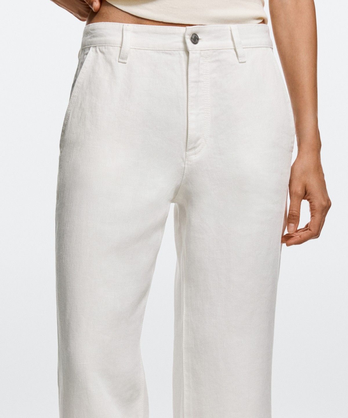 마시모두띠(MASSIMO DUTTI) 100% 린넨 크롭 플레어 팬츠