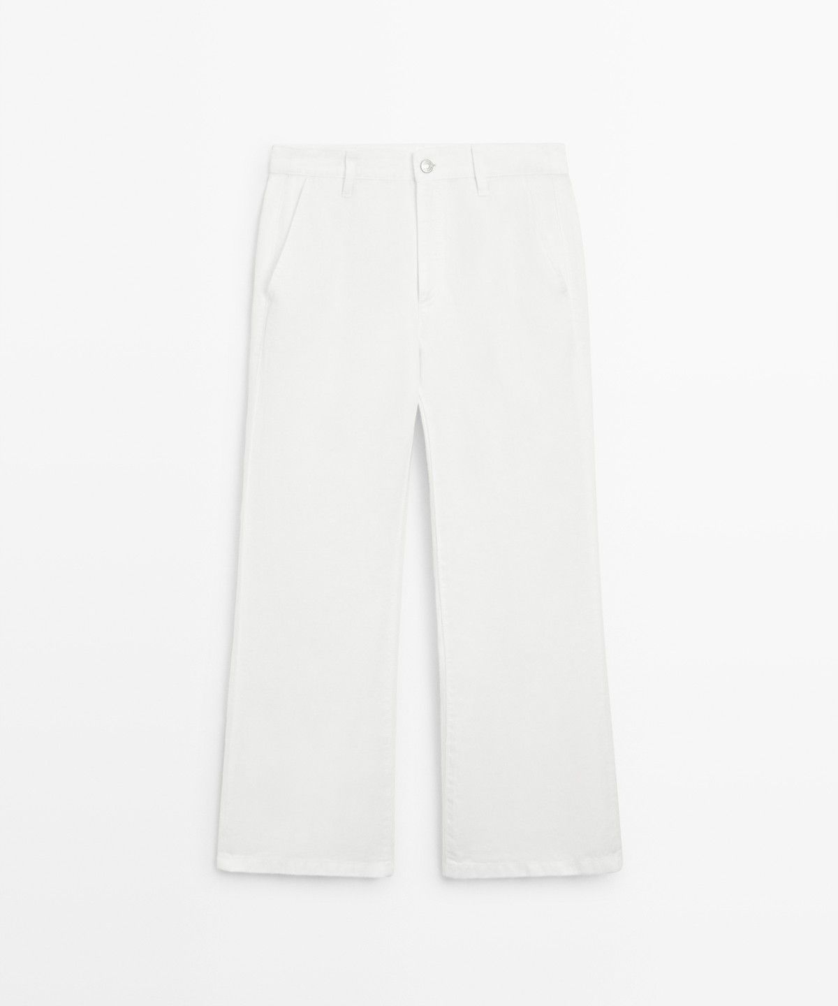 마시모두띠(MASSIMO DUTTI) 100% 린넨 크롭 플레어 팬츠